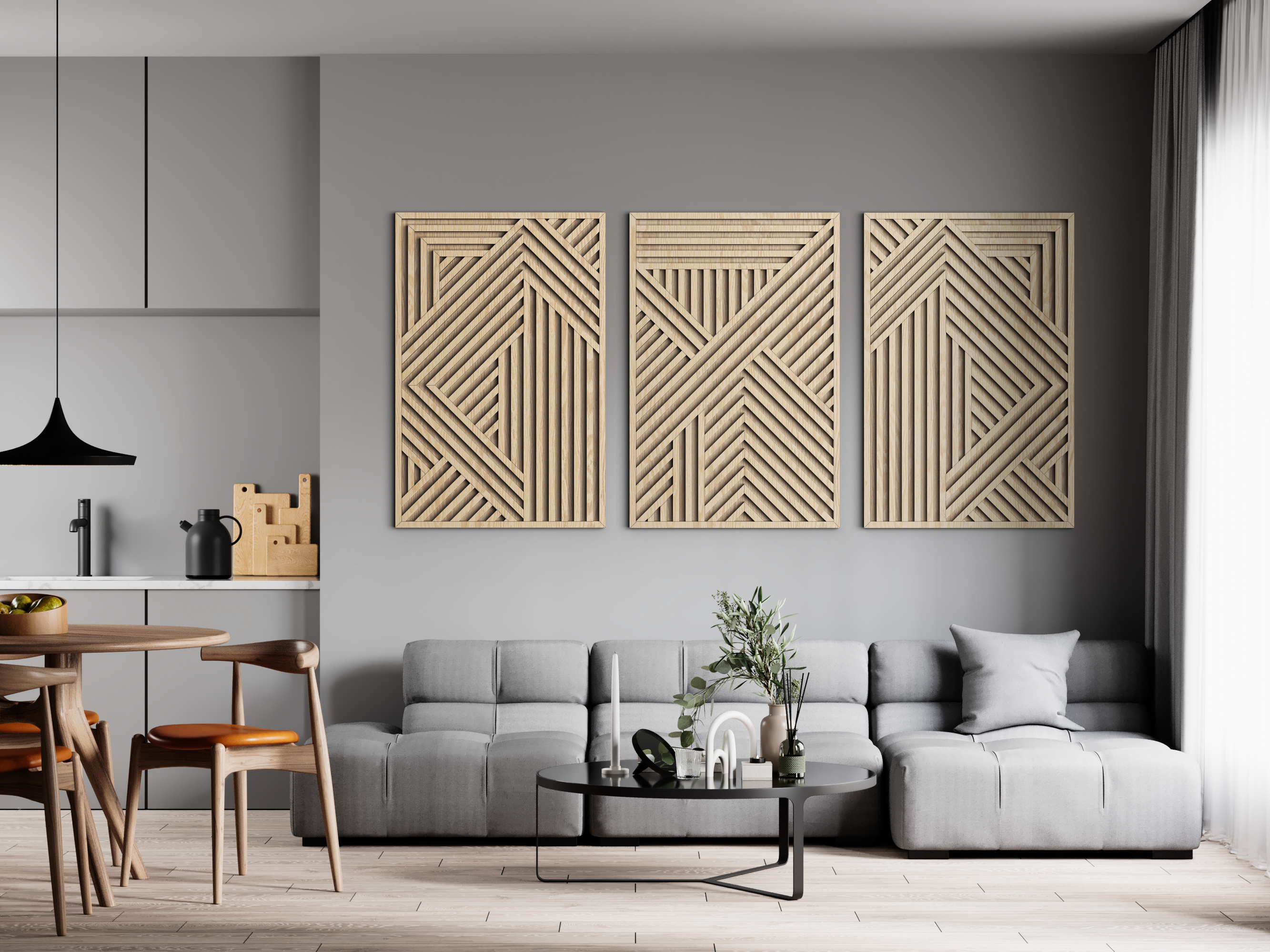 Wood wall art - Geometric wood wall decor - Abstract wall art