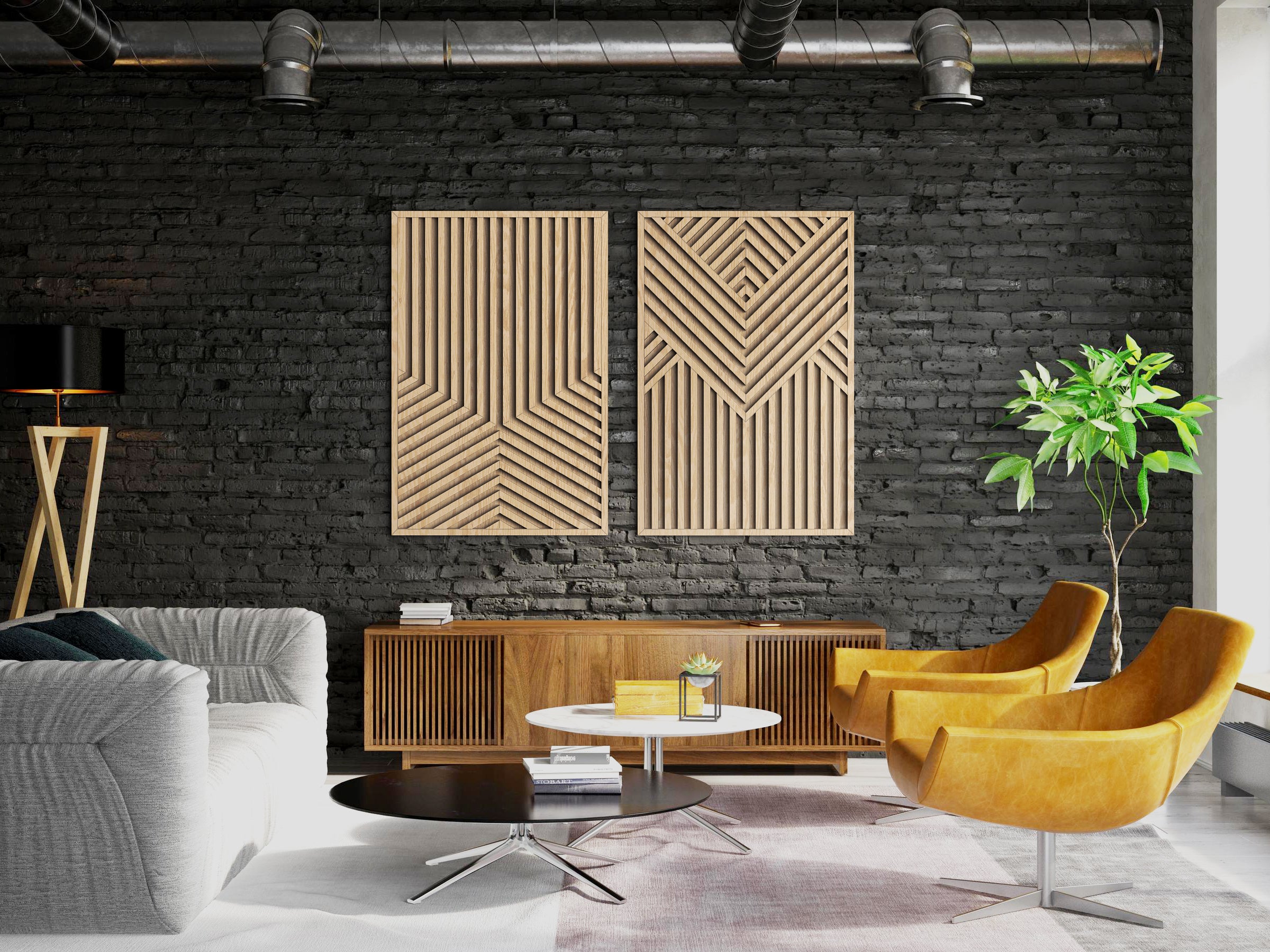 Wood wall art - Geometric wood wall decor - Minimalism wall art