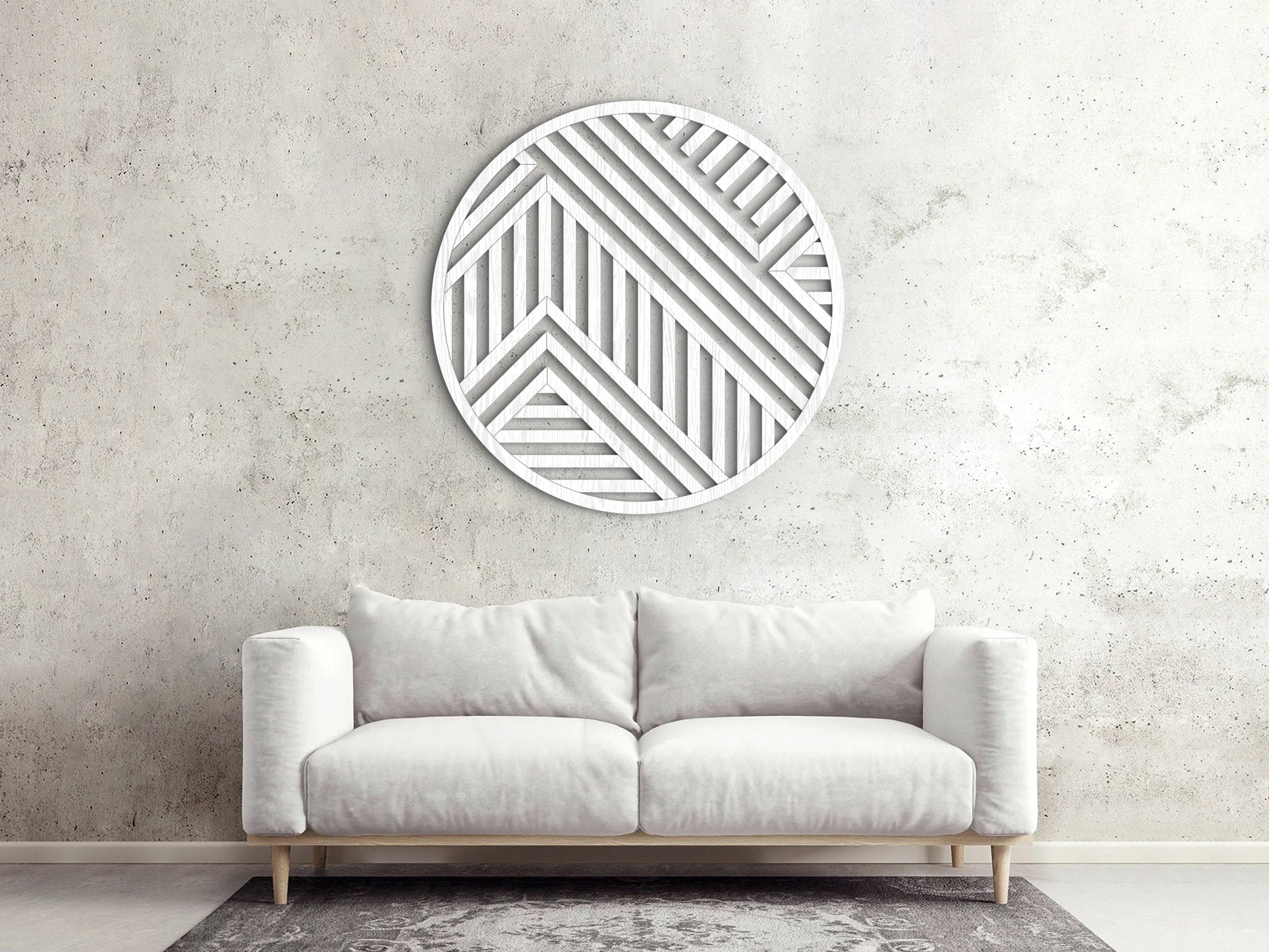 Wood wall art - Geometric wood wall decor - Round wall art