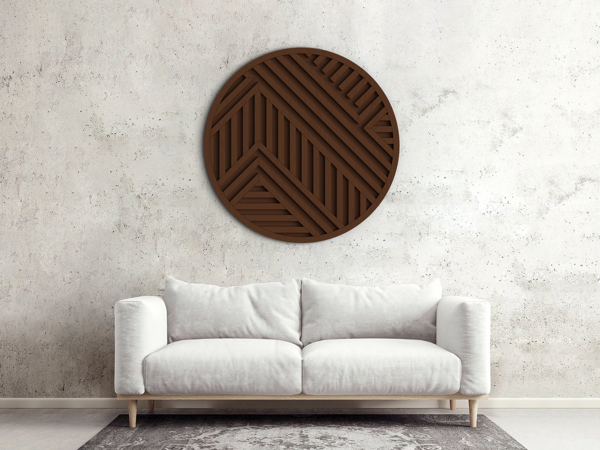 Wood wall art - Geometric wood wall decor - Round wall art