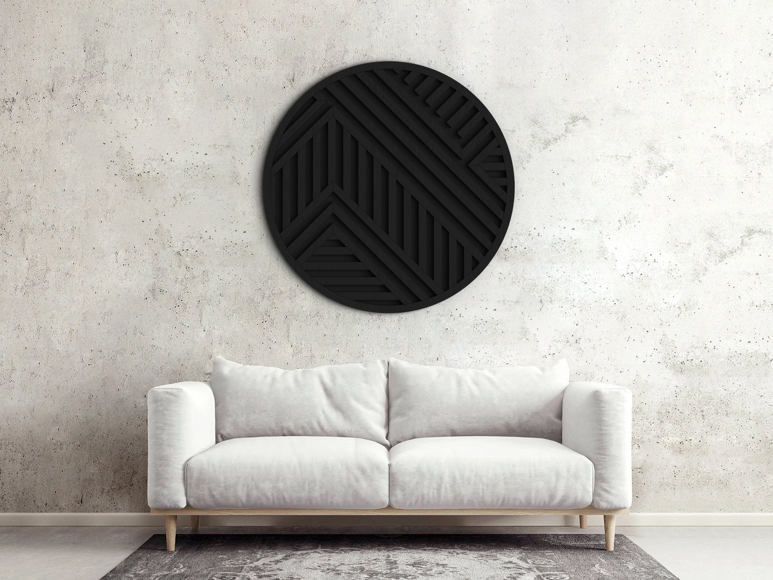 Wood wall art - Geometric wood wall decor - Round wall art