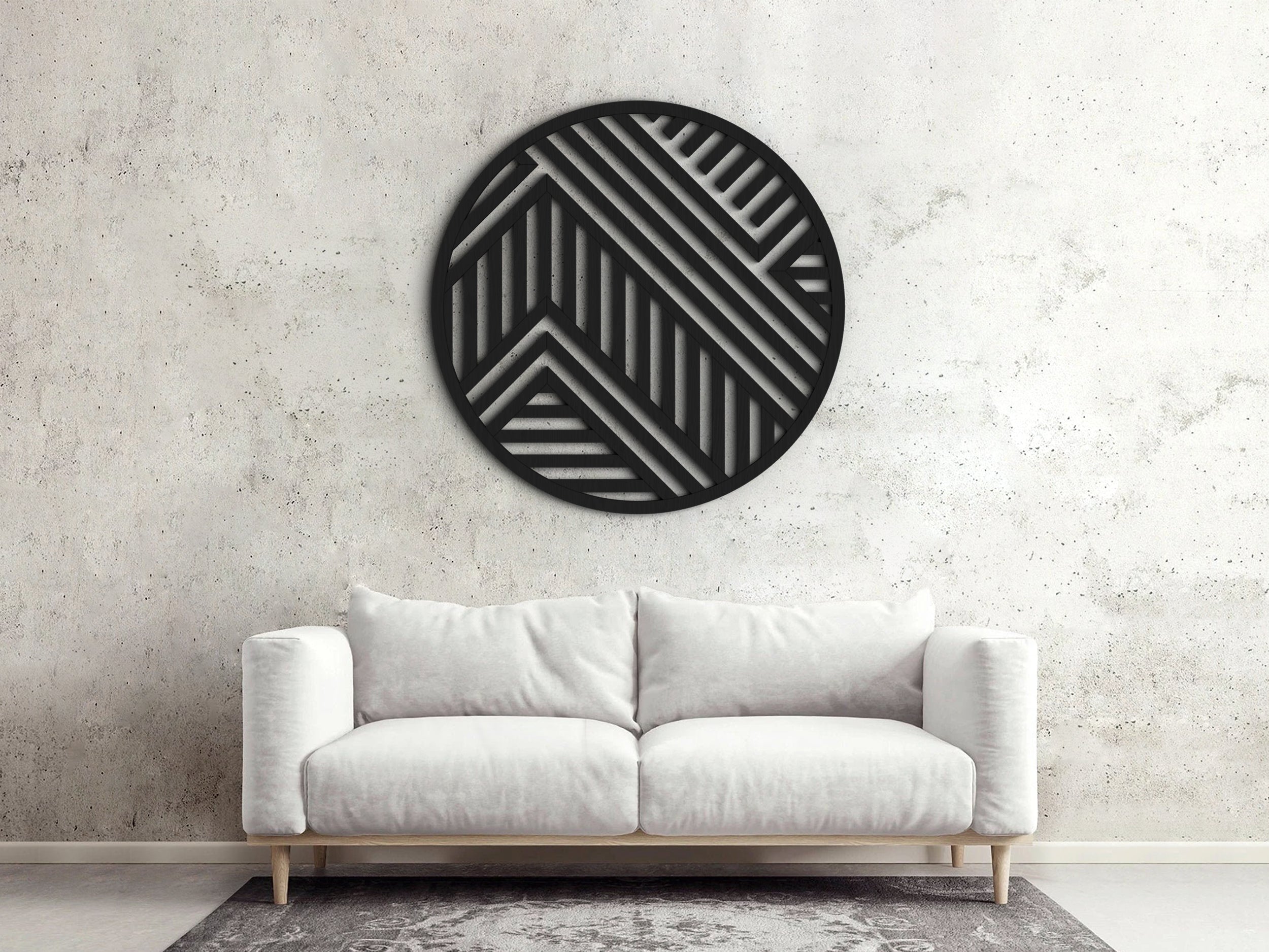 Wood wall art - Geometric wood wall decor - Round wall art