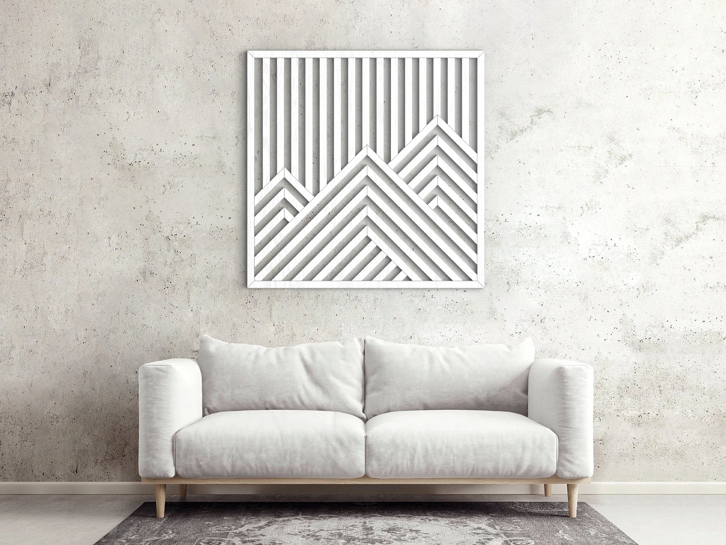 Wood wall art - Geometric wood wall decor - Mountains wall art