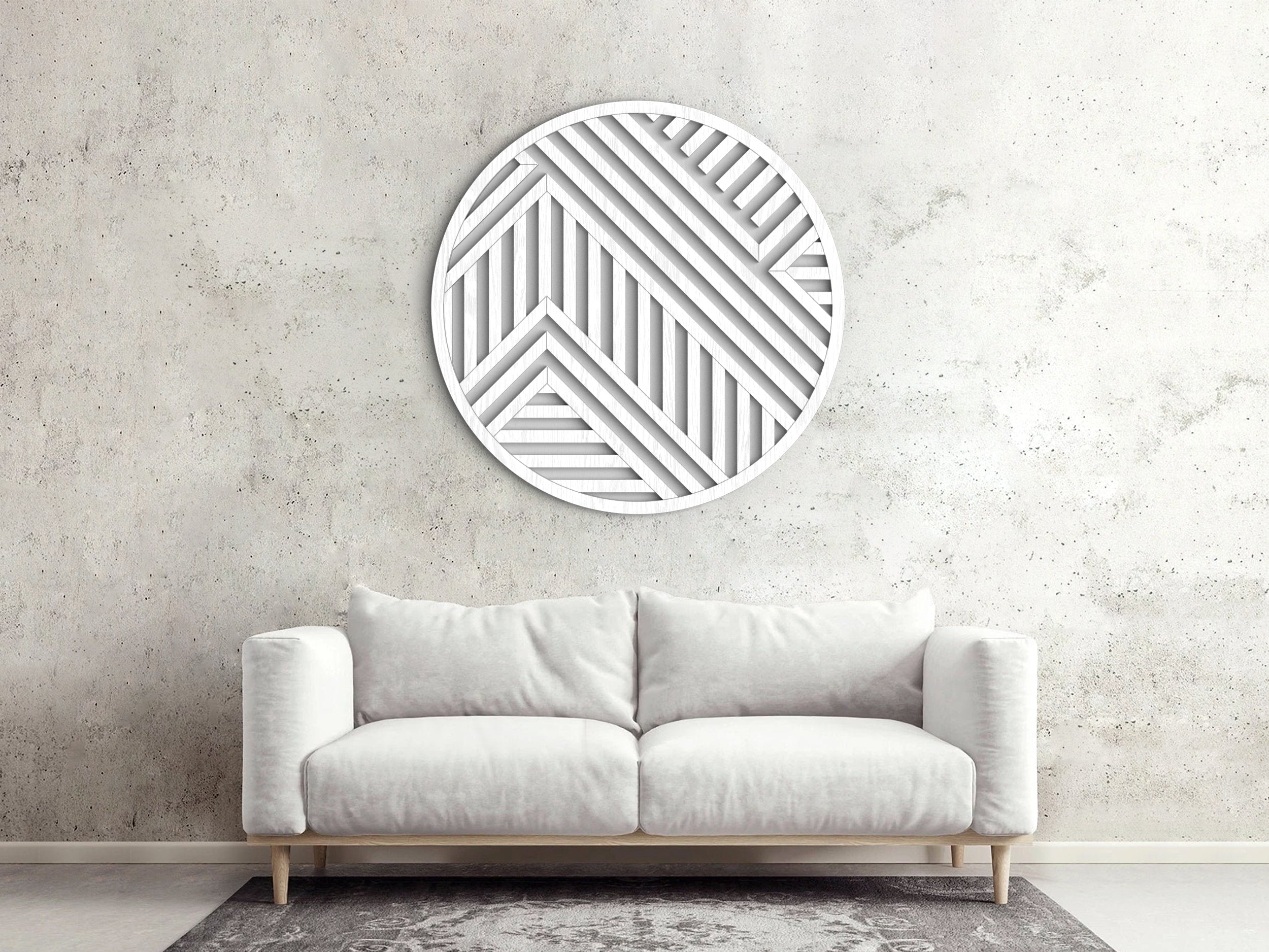 Wood wall art - Geometric wood wall decor - Round wall art