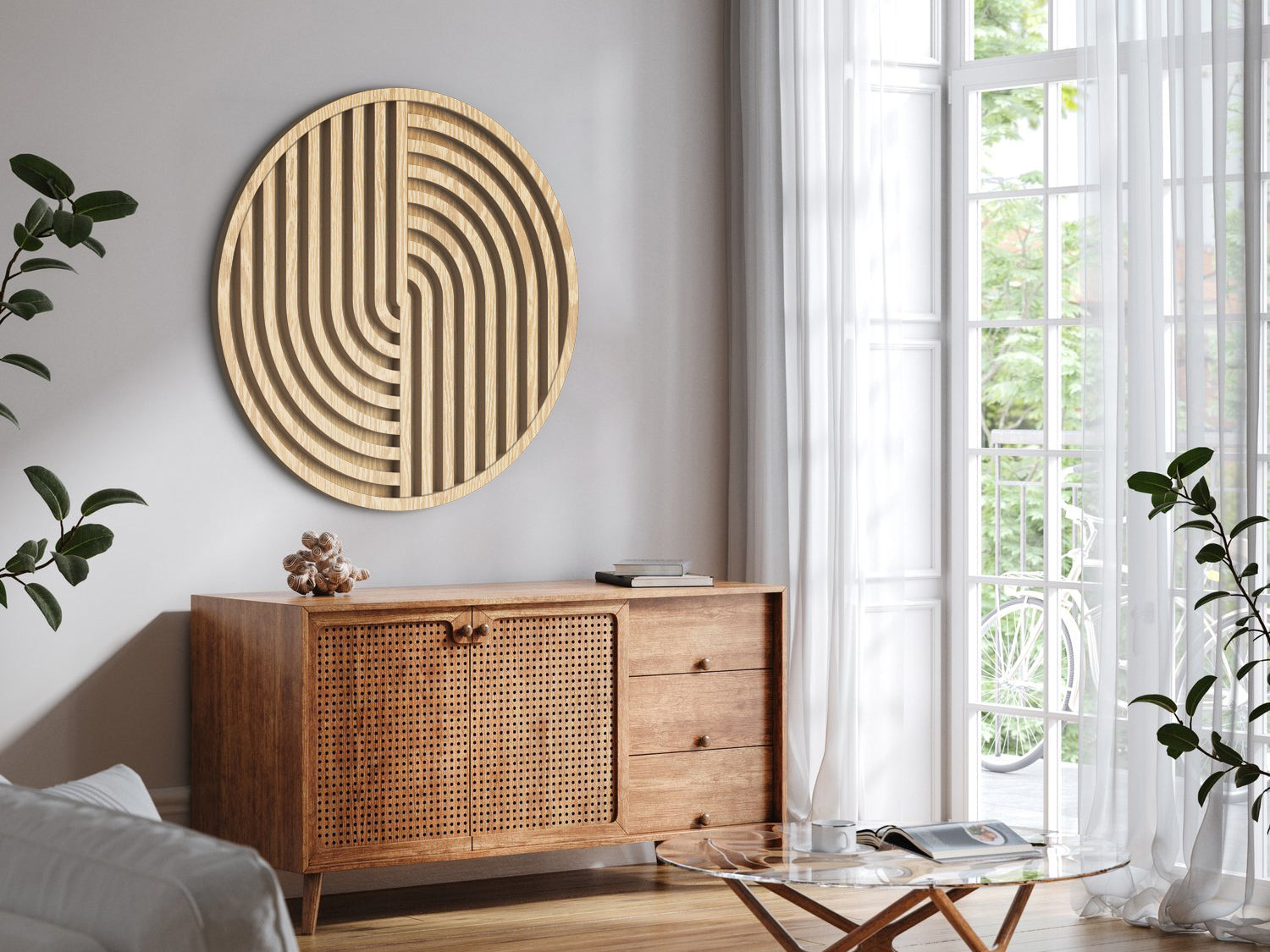 Wood wall art - Geometric wood wall decor - Round wall art