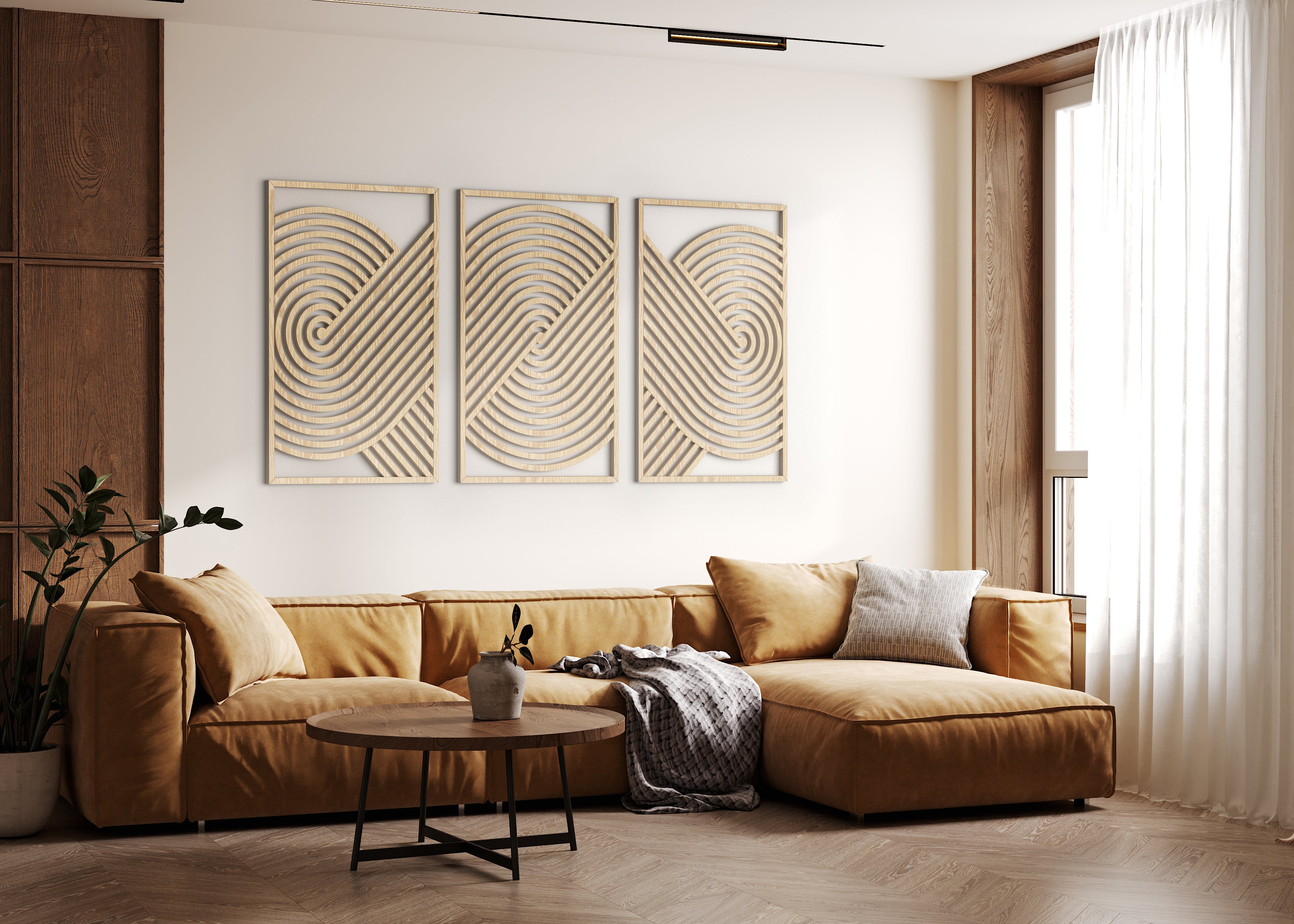 Wood wall art - Geometric wood wall decor - Minimalist wall art