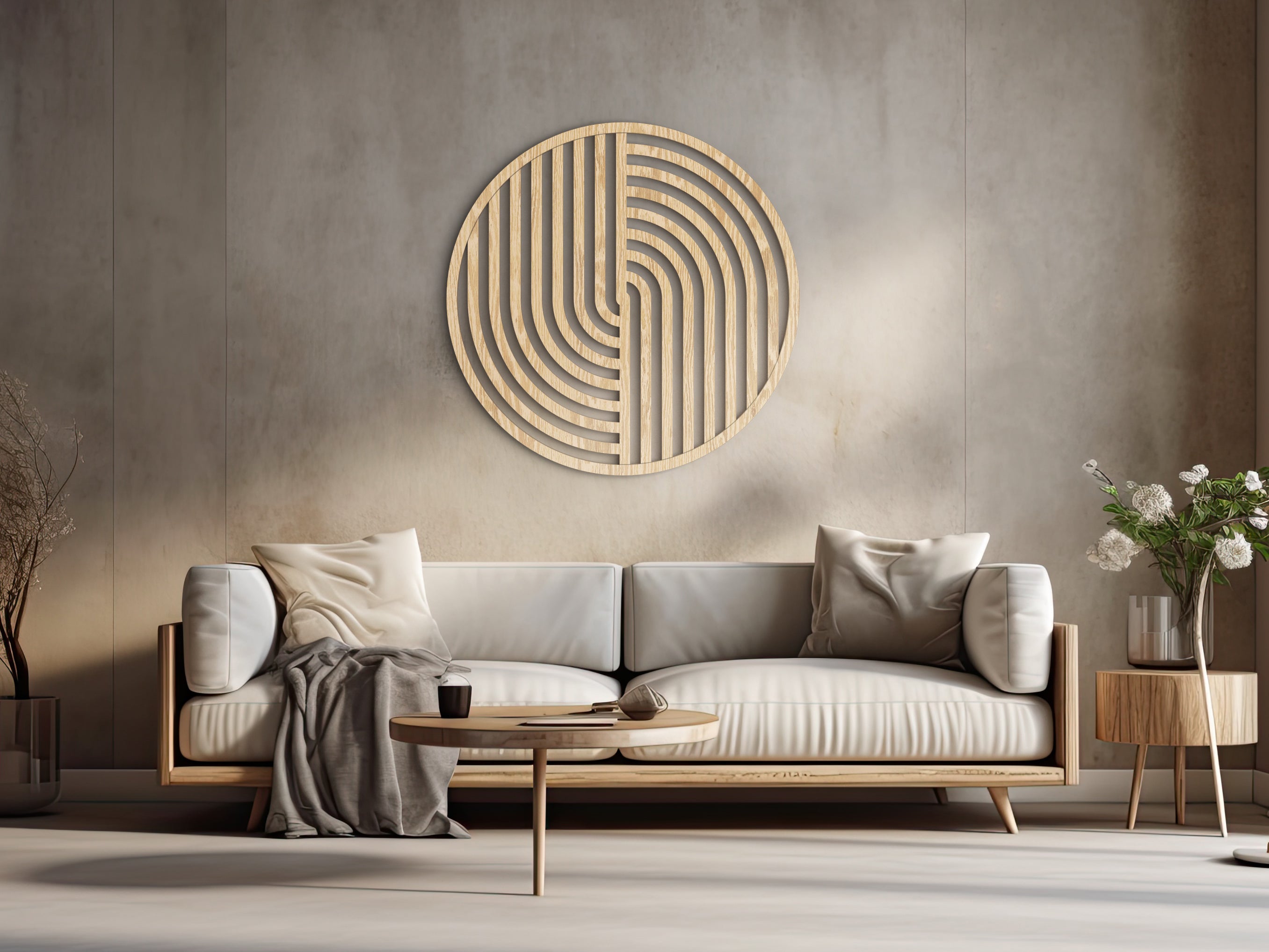 Wood wall art - Geometric wood wall decor - Round wall art