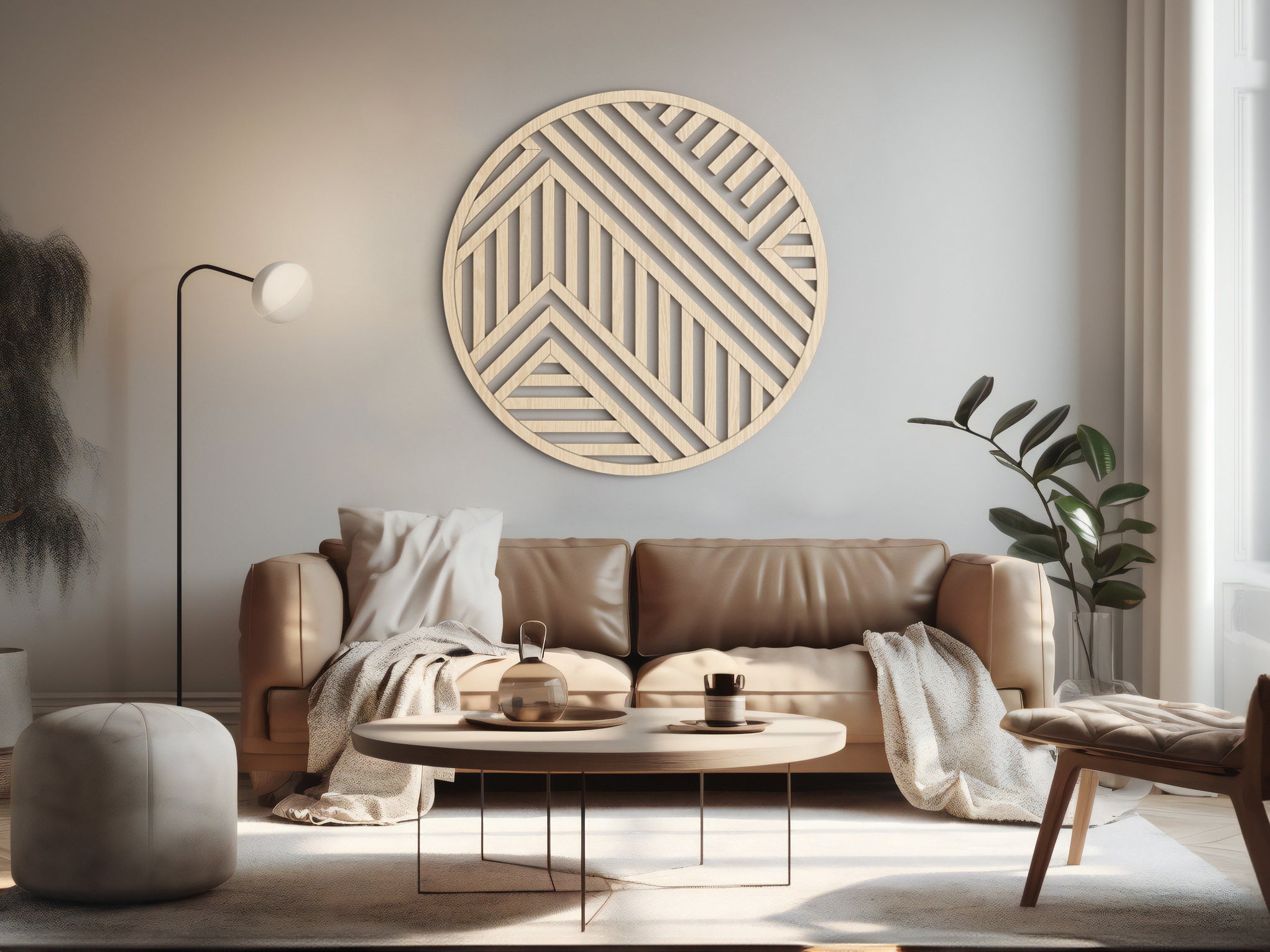 Wood wall art - Geometric wood wall decor - Round wall art