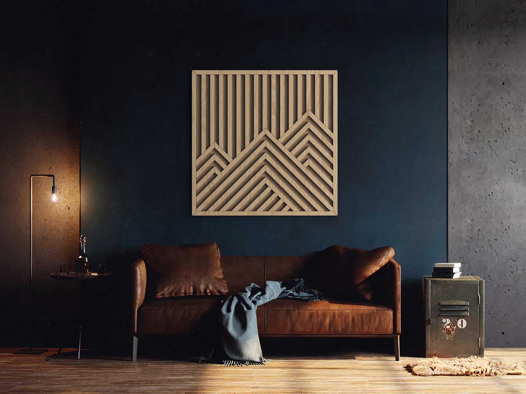 Wood wall art - Geometric wood wall decor - Mountains wall art