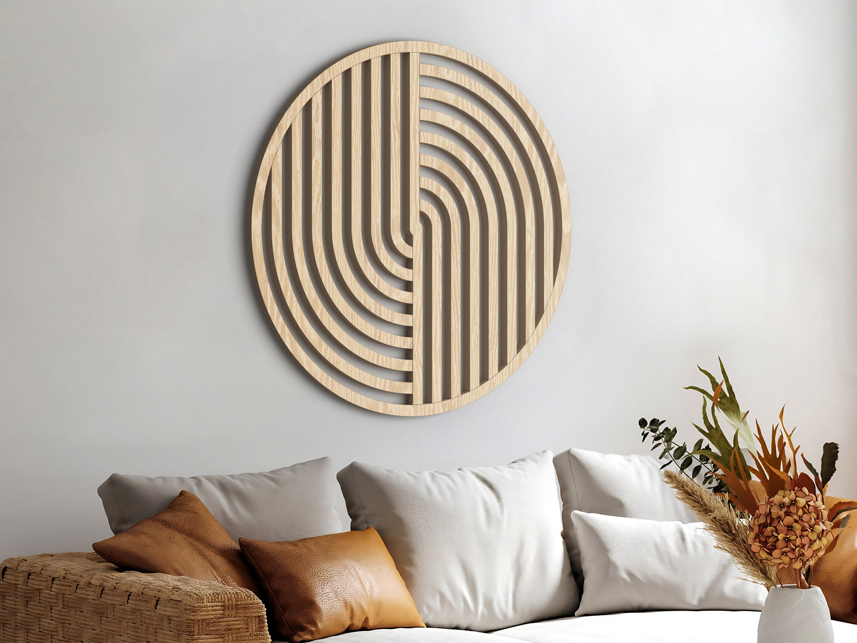 Wood wall art - Geometric wood wall decor - Round wall art