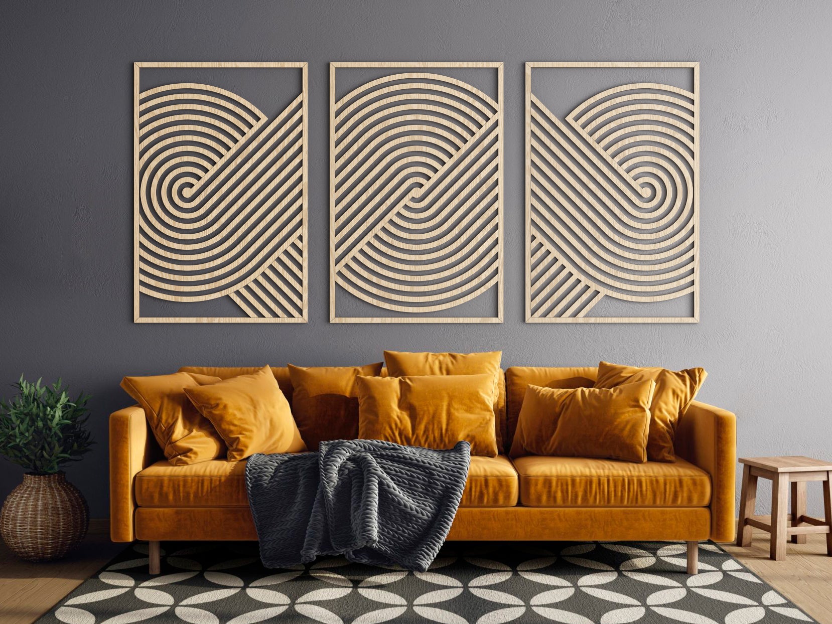 Wood wall art - Geometric wood wall decor - Minimalist wall art