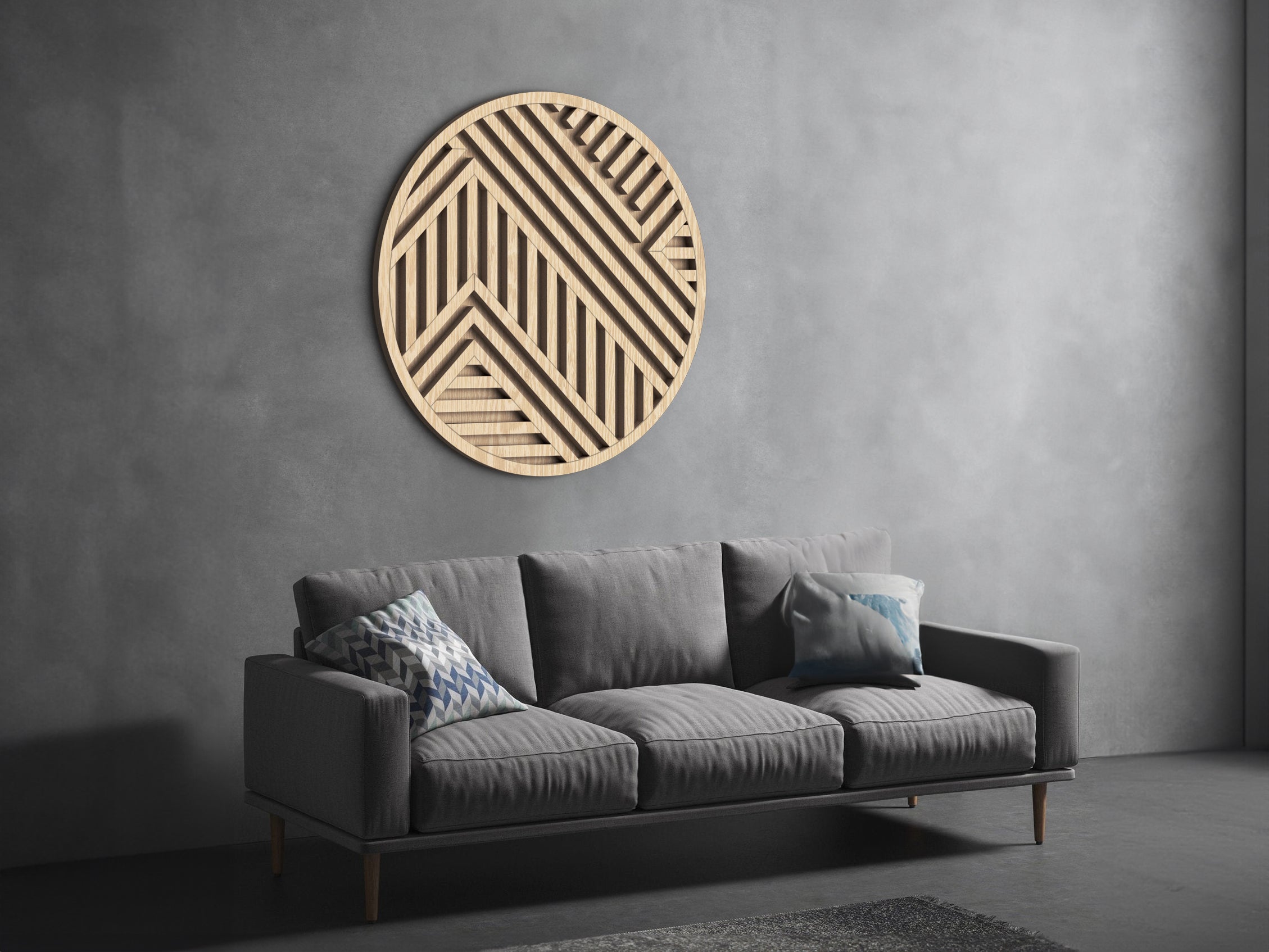 Wood wall art - Geometric wood wall decor - Round wall art