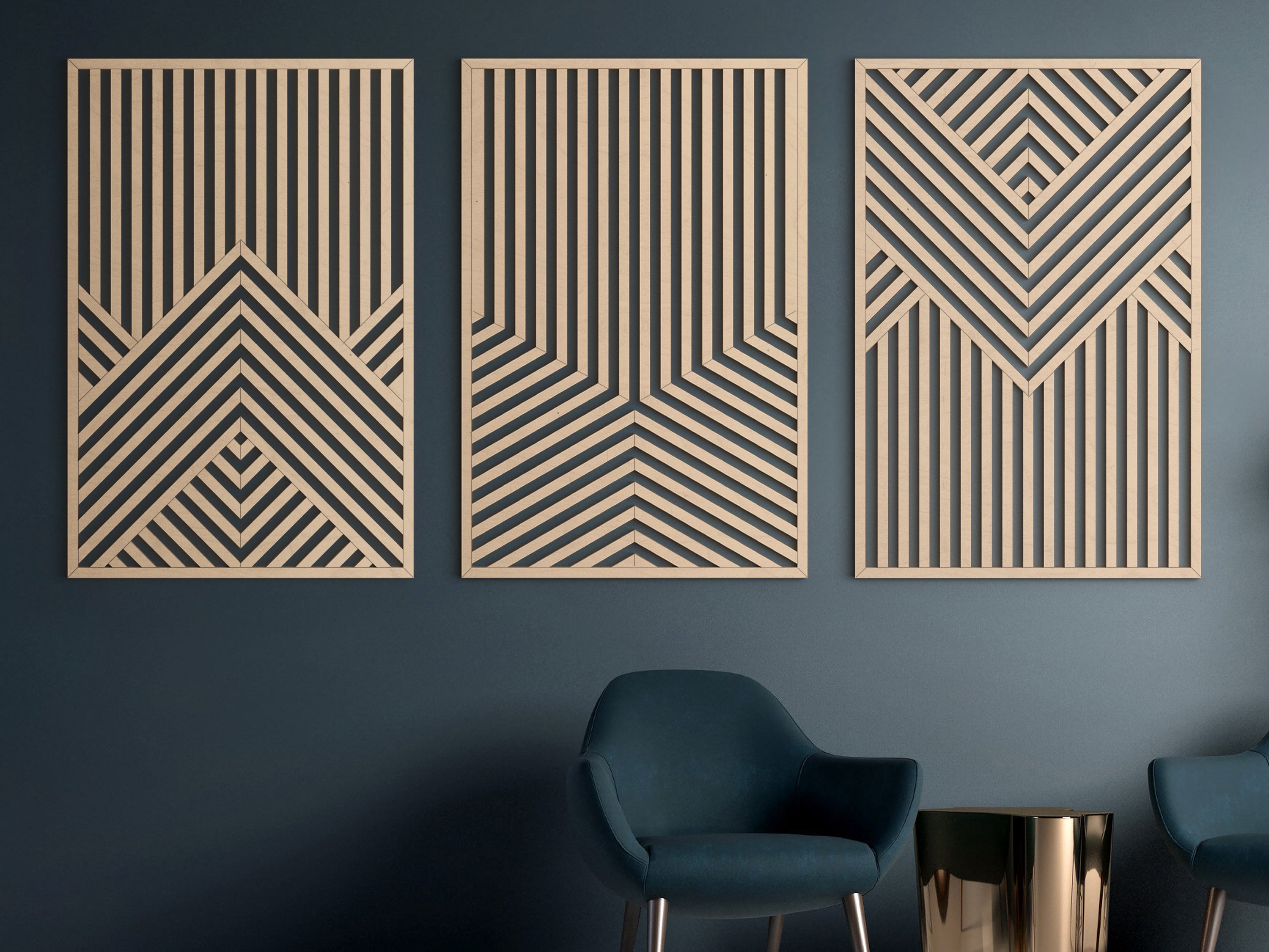 Wood wall art - Geometric wood wall decor - Minimalist wall art