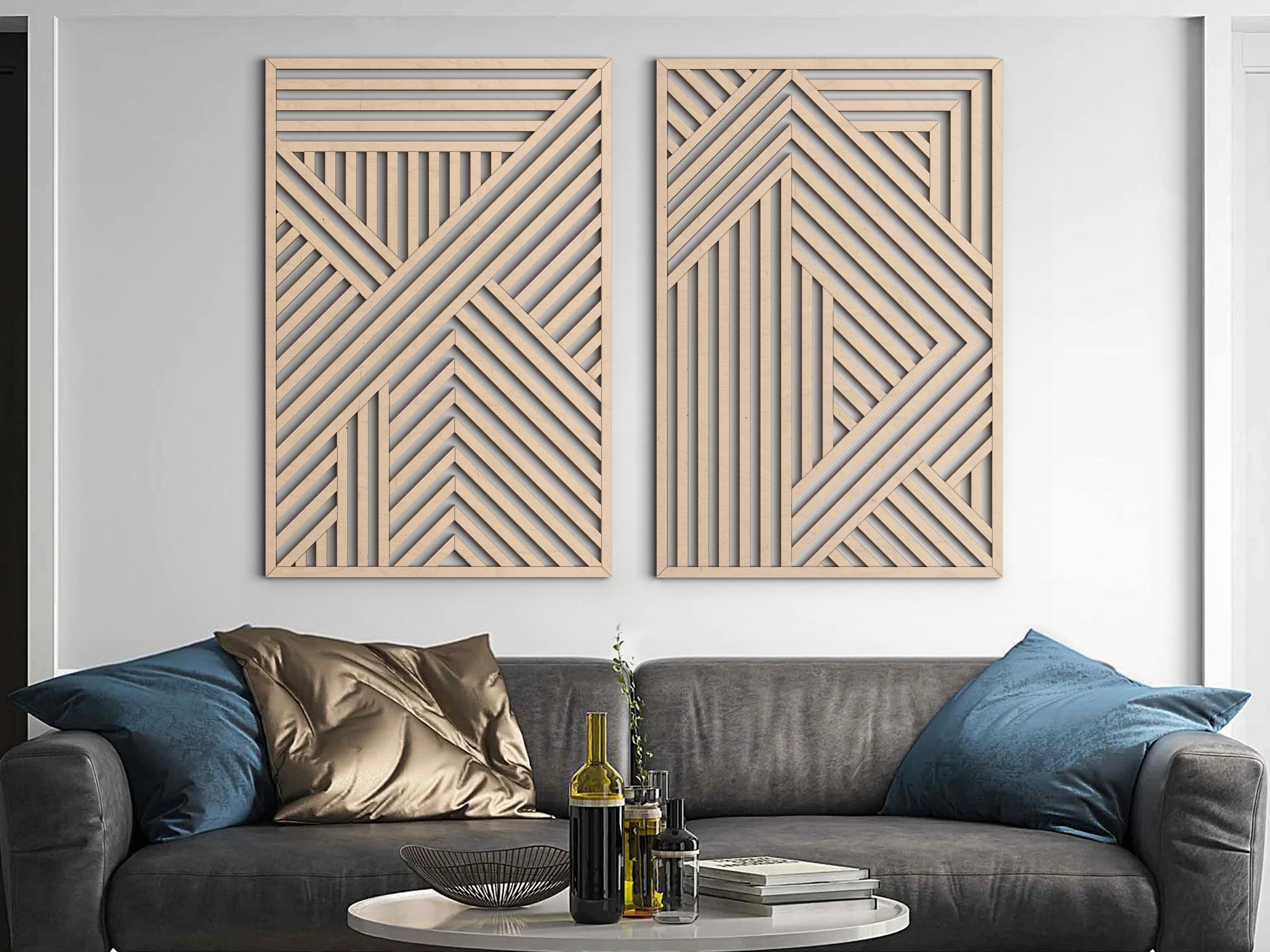 Wood wall art - Geometric wood wall decor - Abstract wall art