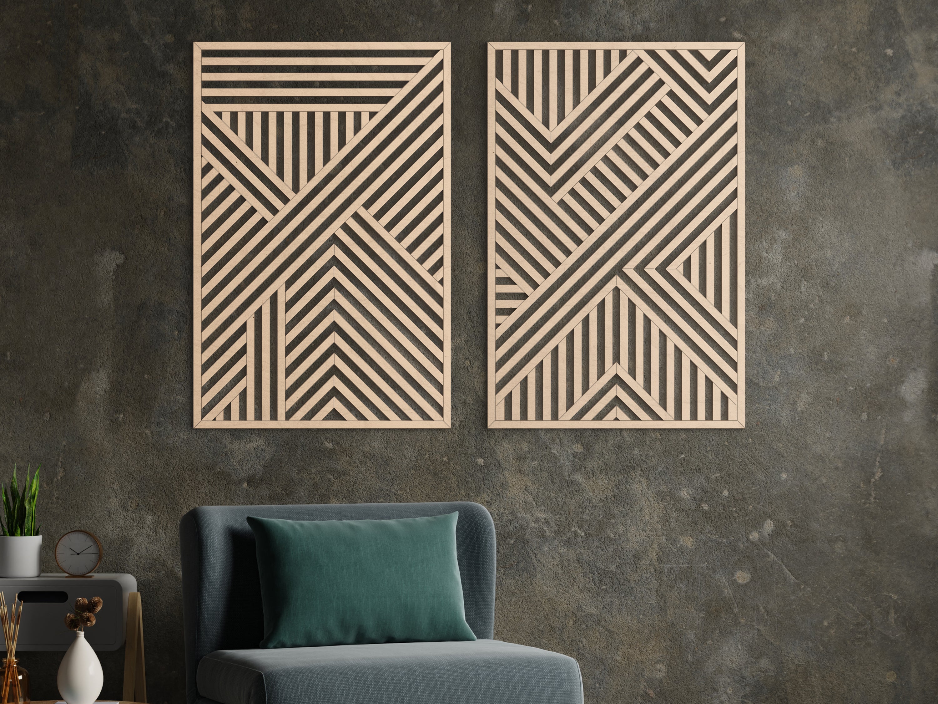 Wood wall art - Geometric wood wall decor - Abstract wall art