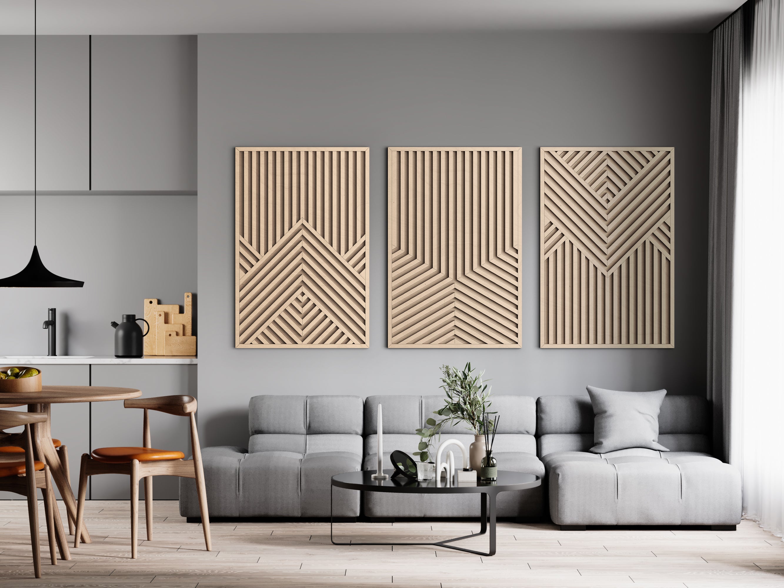 Wood wall art - Geometric wood wall decor - Minimalist wall art