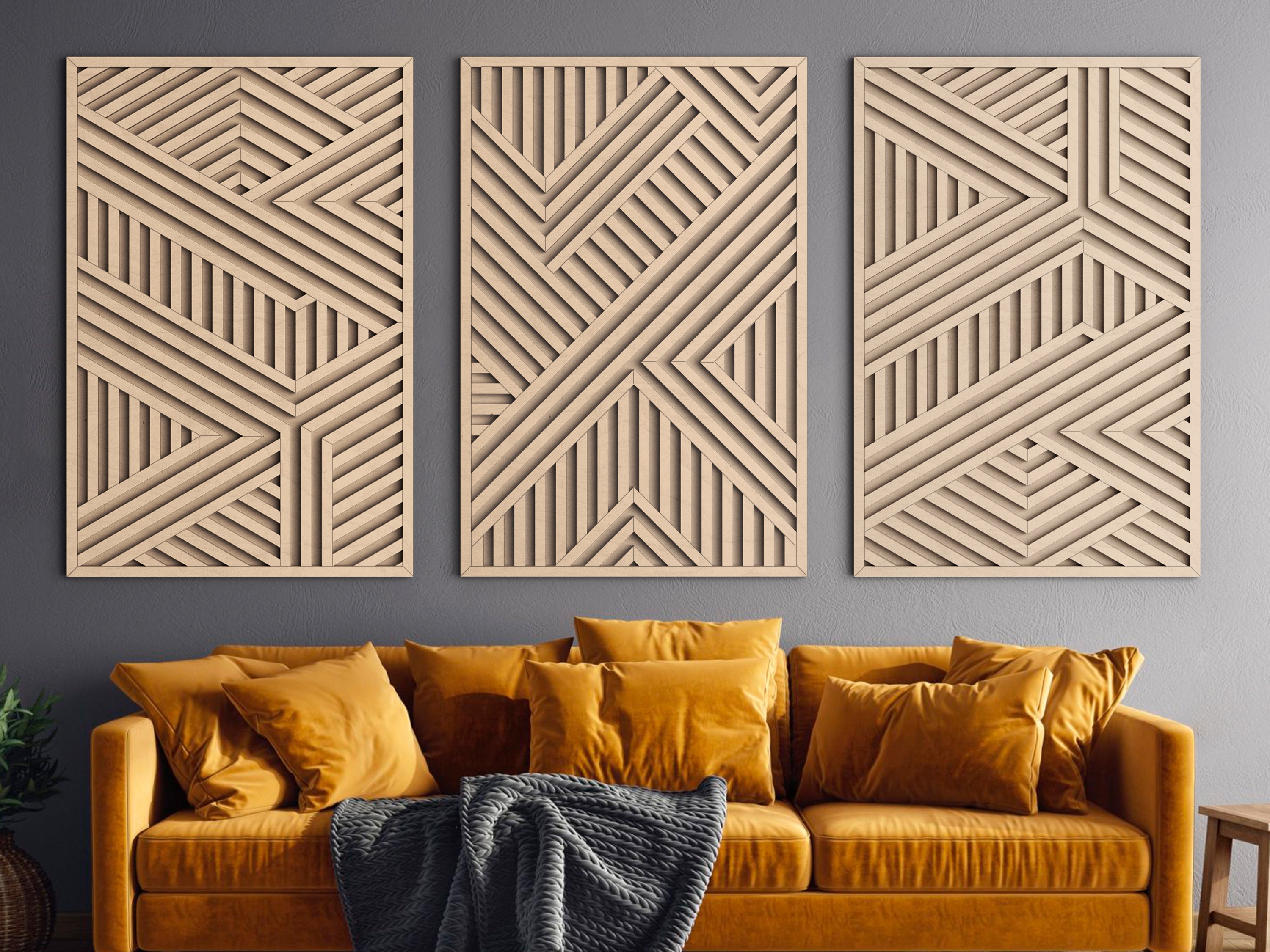 Wood wall art - Geometric wood wall decor - Abstract wall art
