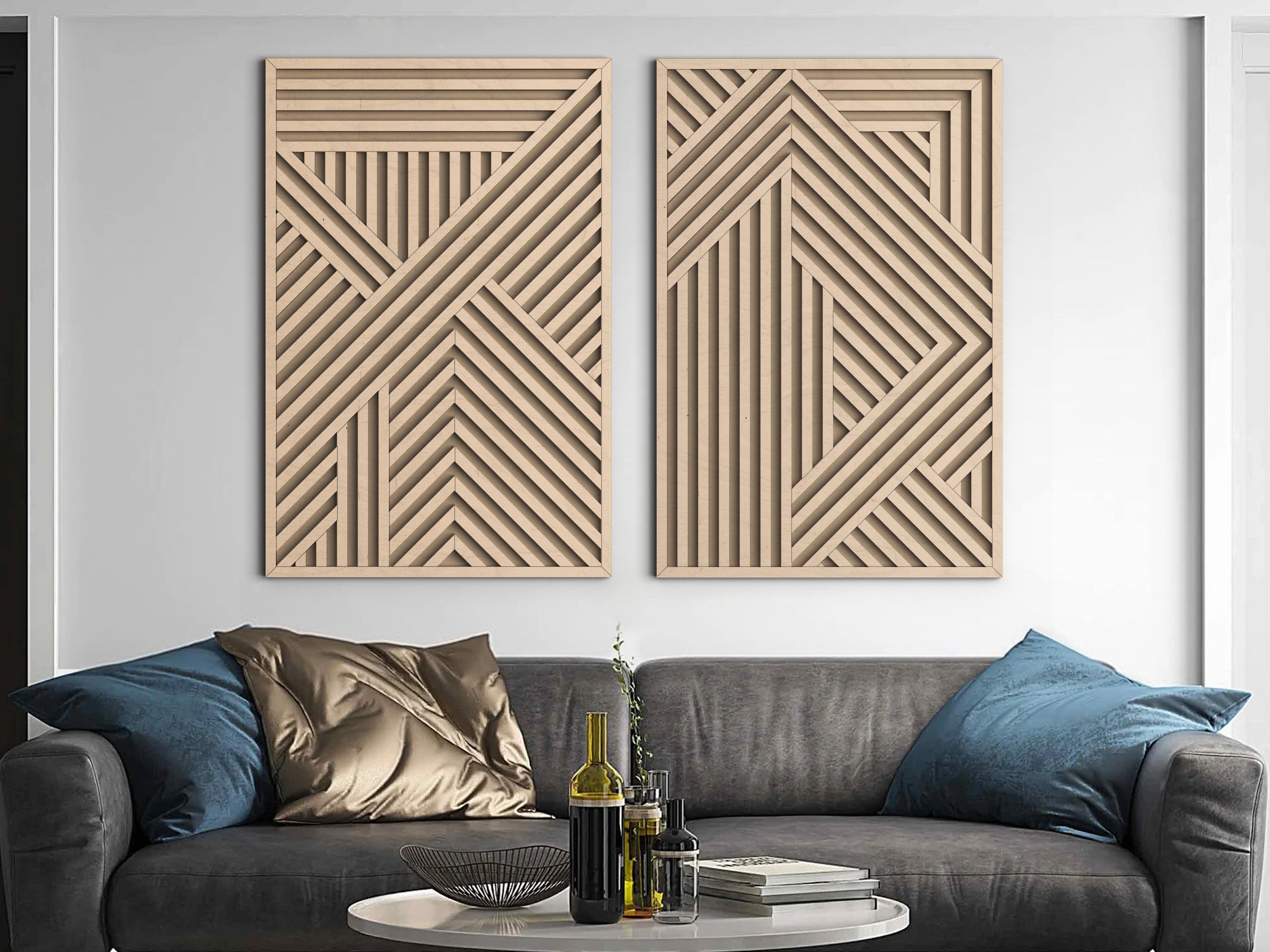 Wood wall art - Geometric wood wall decor - Abstract wall art
