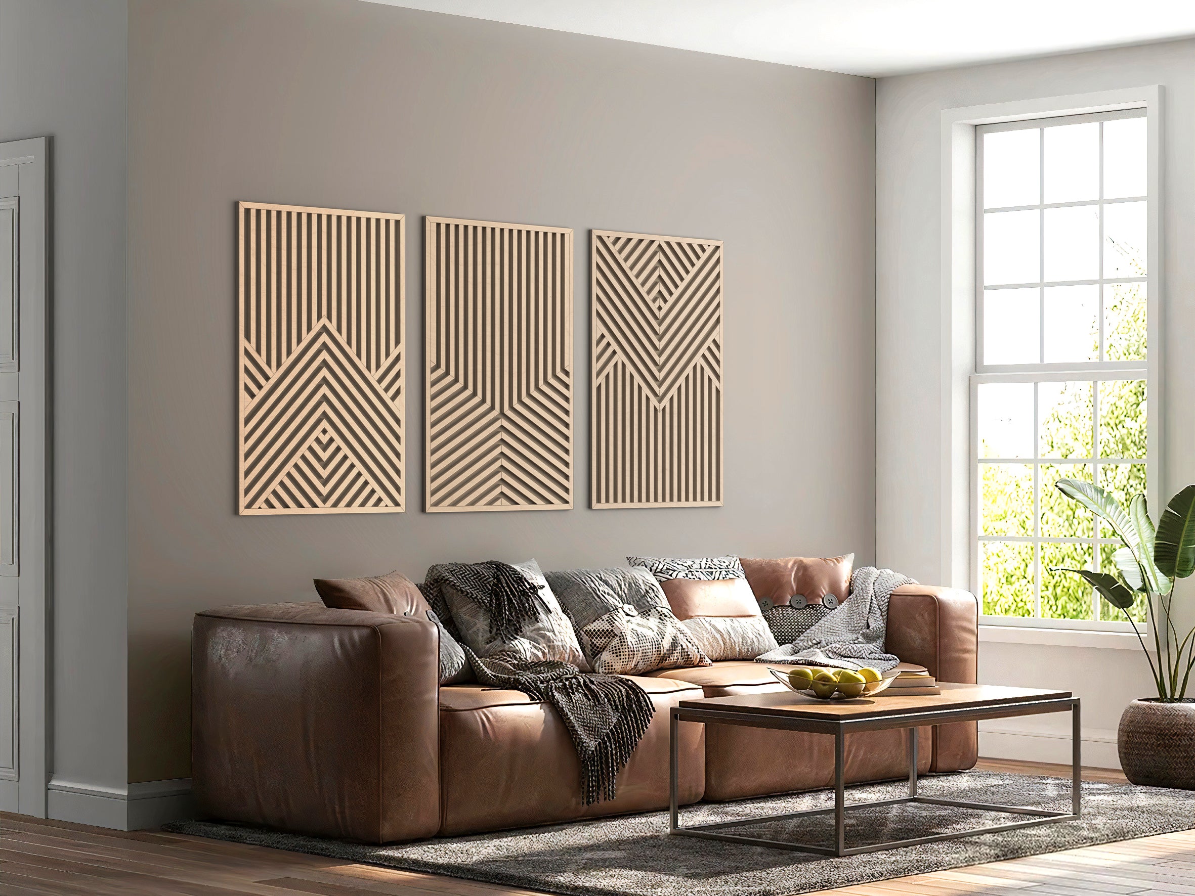 Wood wall art - Geometric wood wall decor - Minimalist wall art