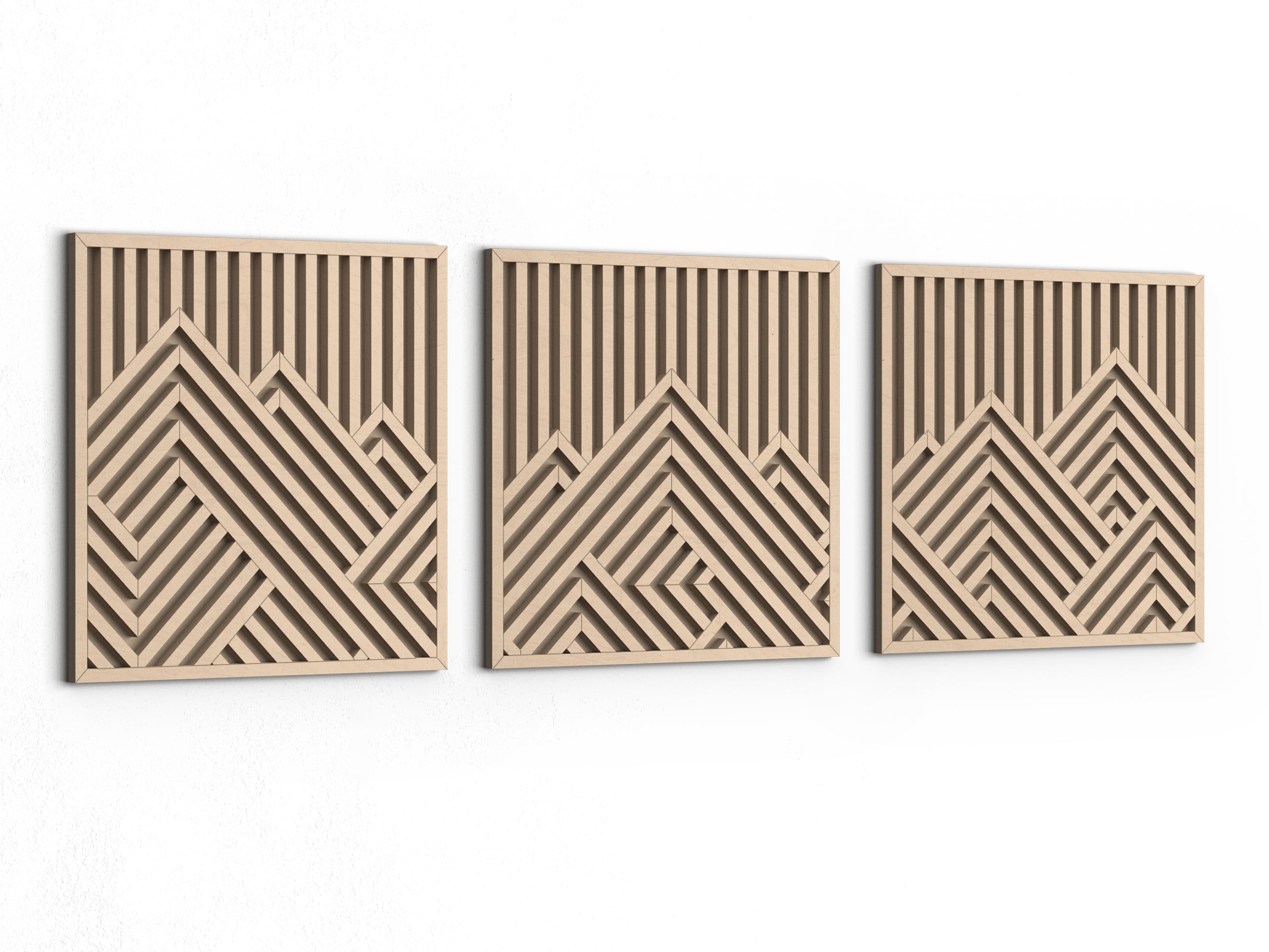 Wood wall art - Geometric wood wall decor - Mountains wall art