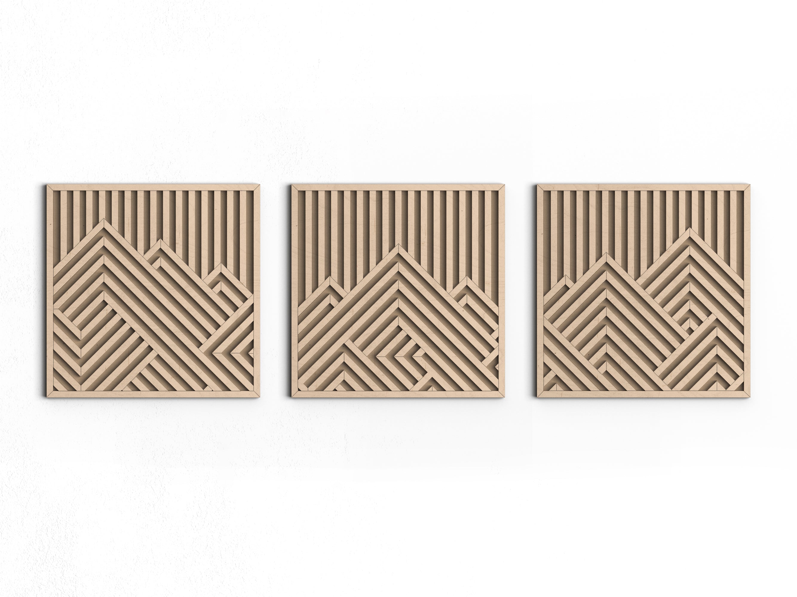 Wood wall art - Geometric wood wall decor - Mountains wall art