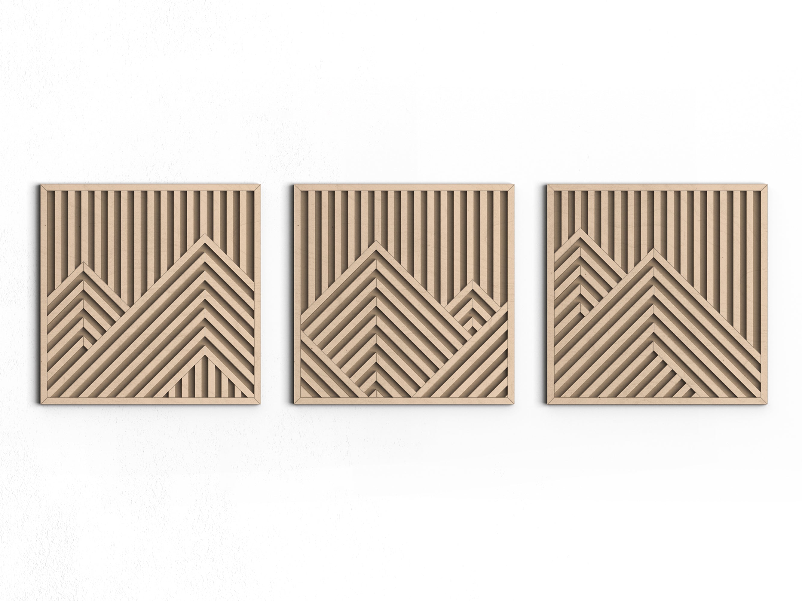 Wood wall art - Geometric wood wall decor - Mountains wall art