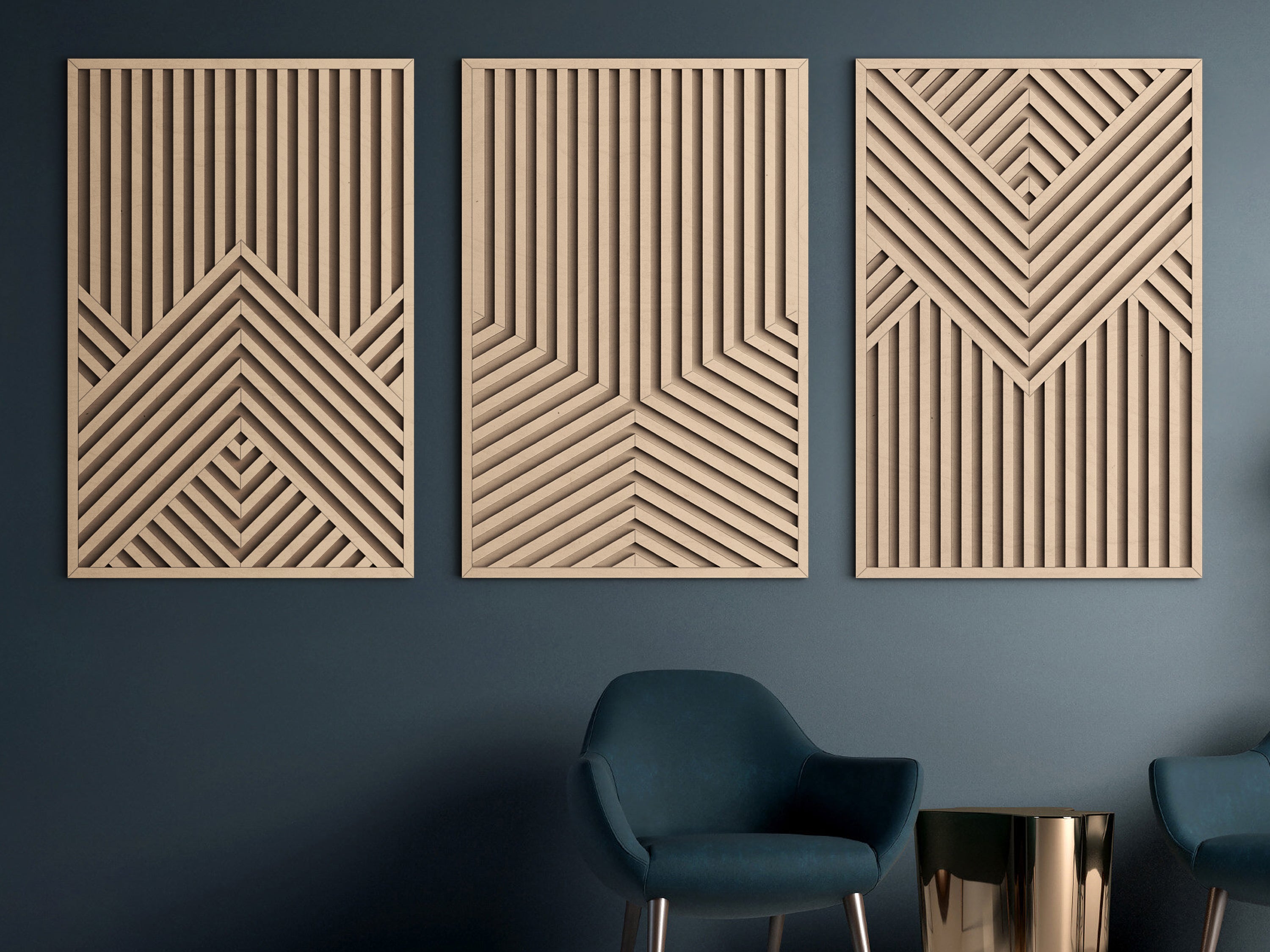 Wood wall art - Geometric wood wall decor - Minimalist wall art