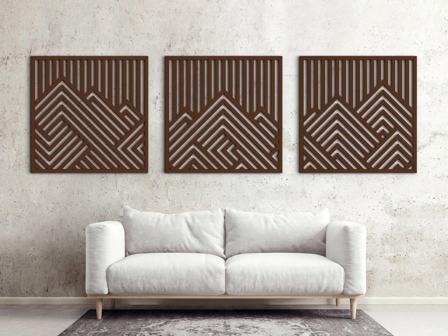 Wood wall art - Geometric wood wall decor - Mountains wall art