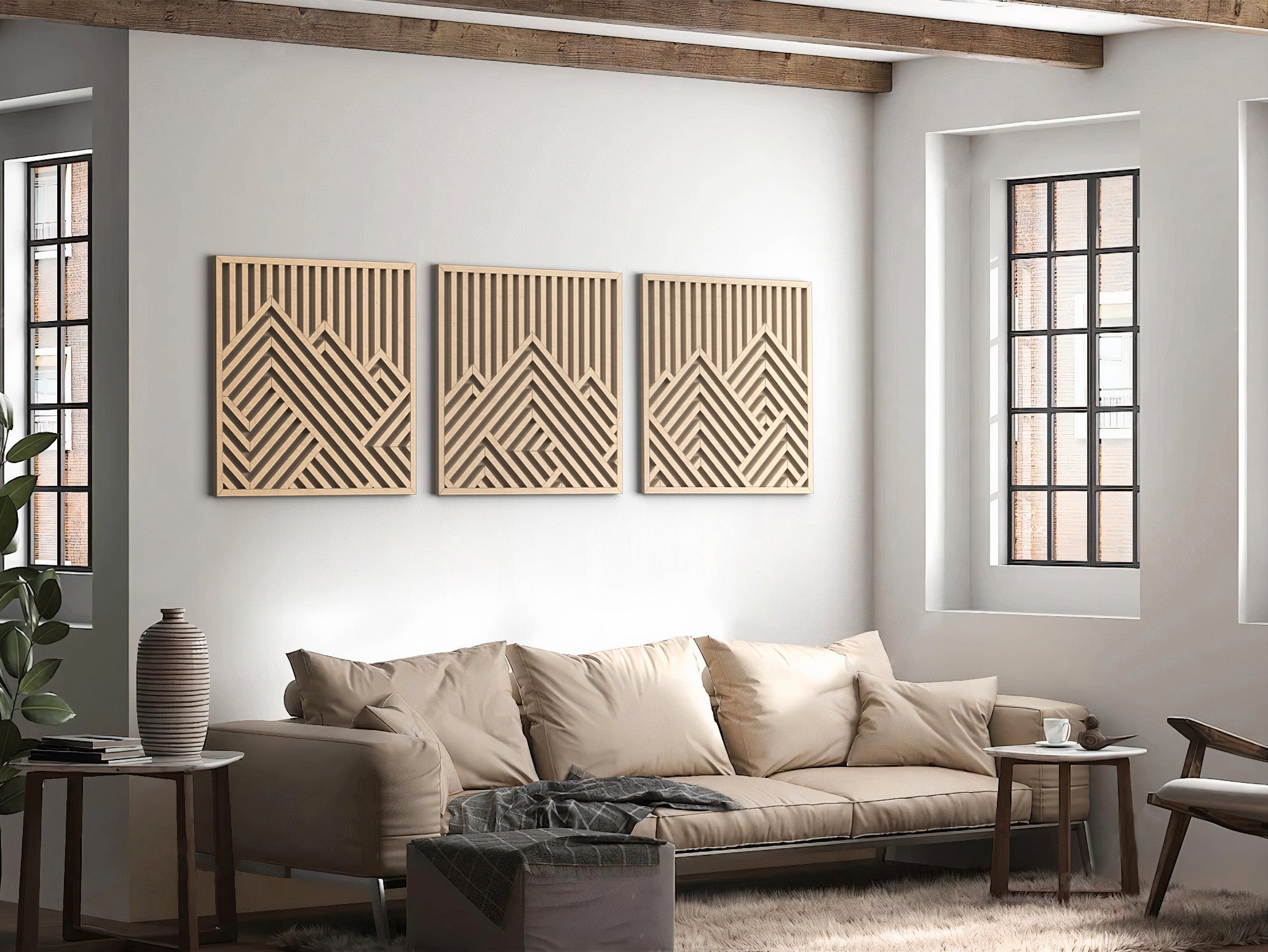 Wood wall art Geometric wooden decor
