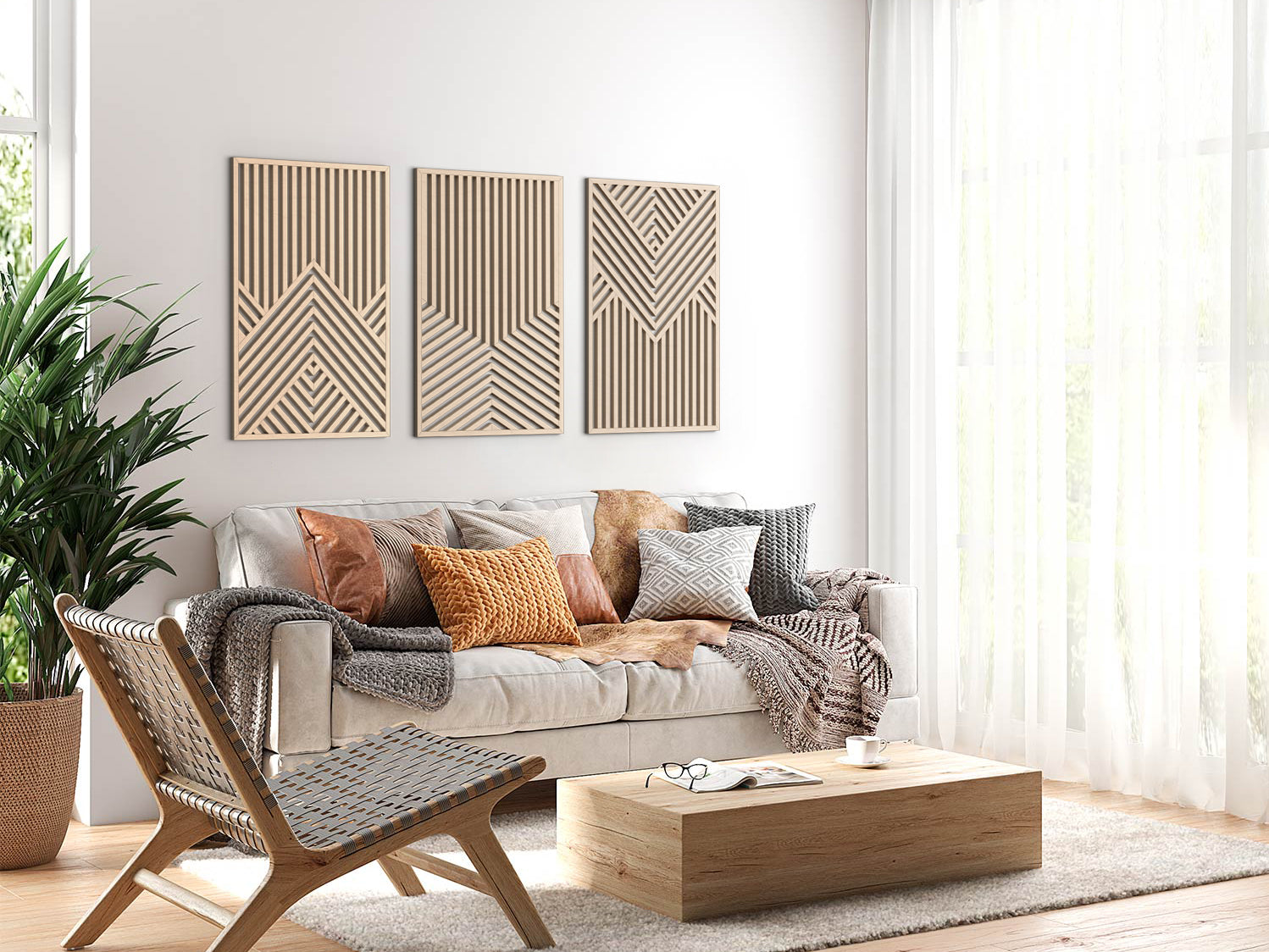 Wood wall art - Geometric wood wall decor - Minimalist wall art