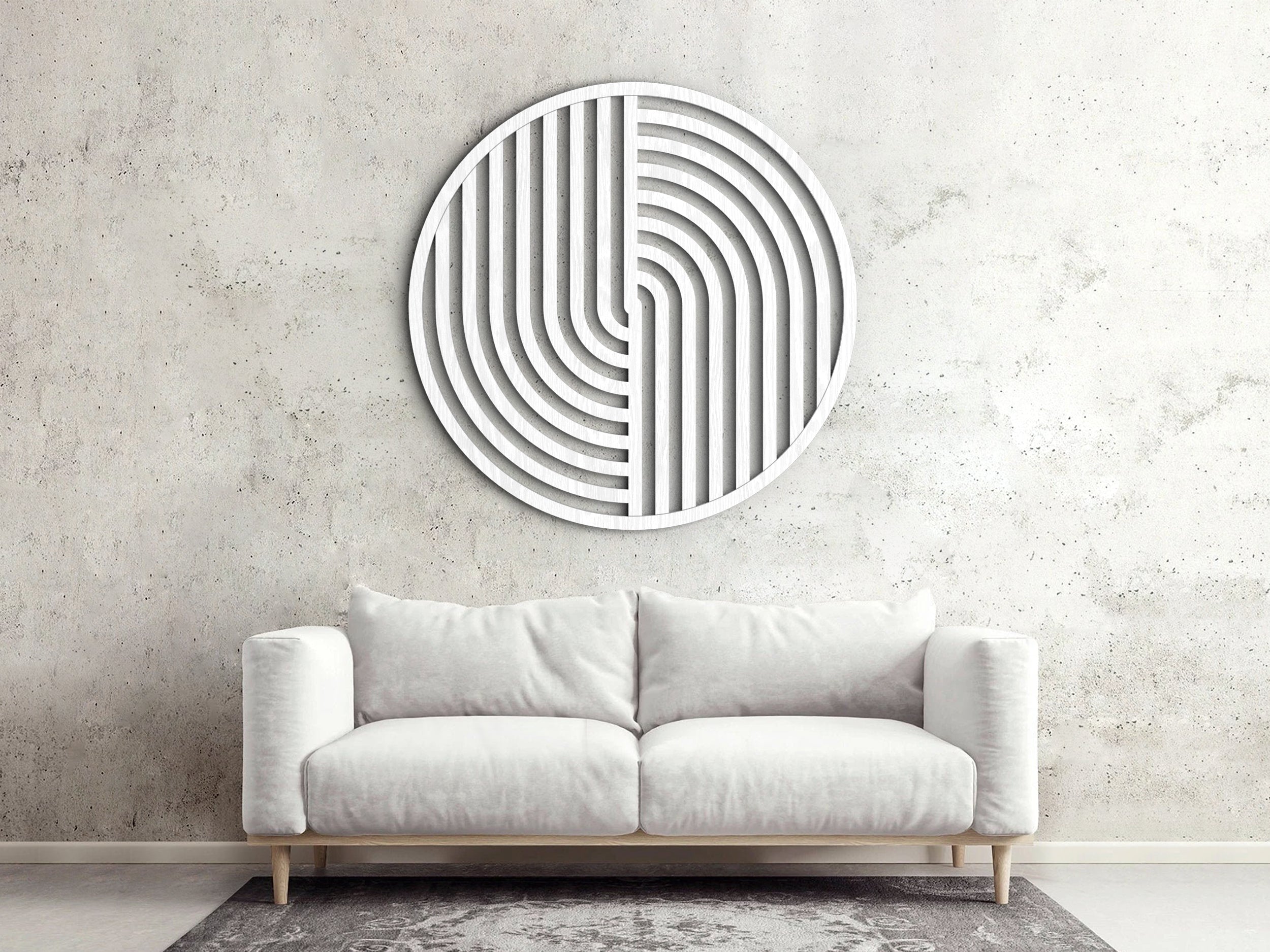 Wood wall art - Geometric wood wall decor - Round wall art