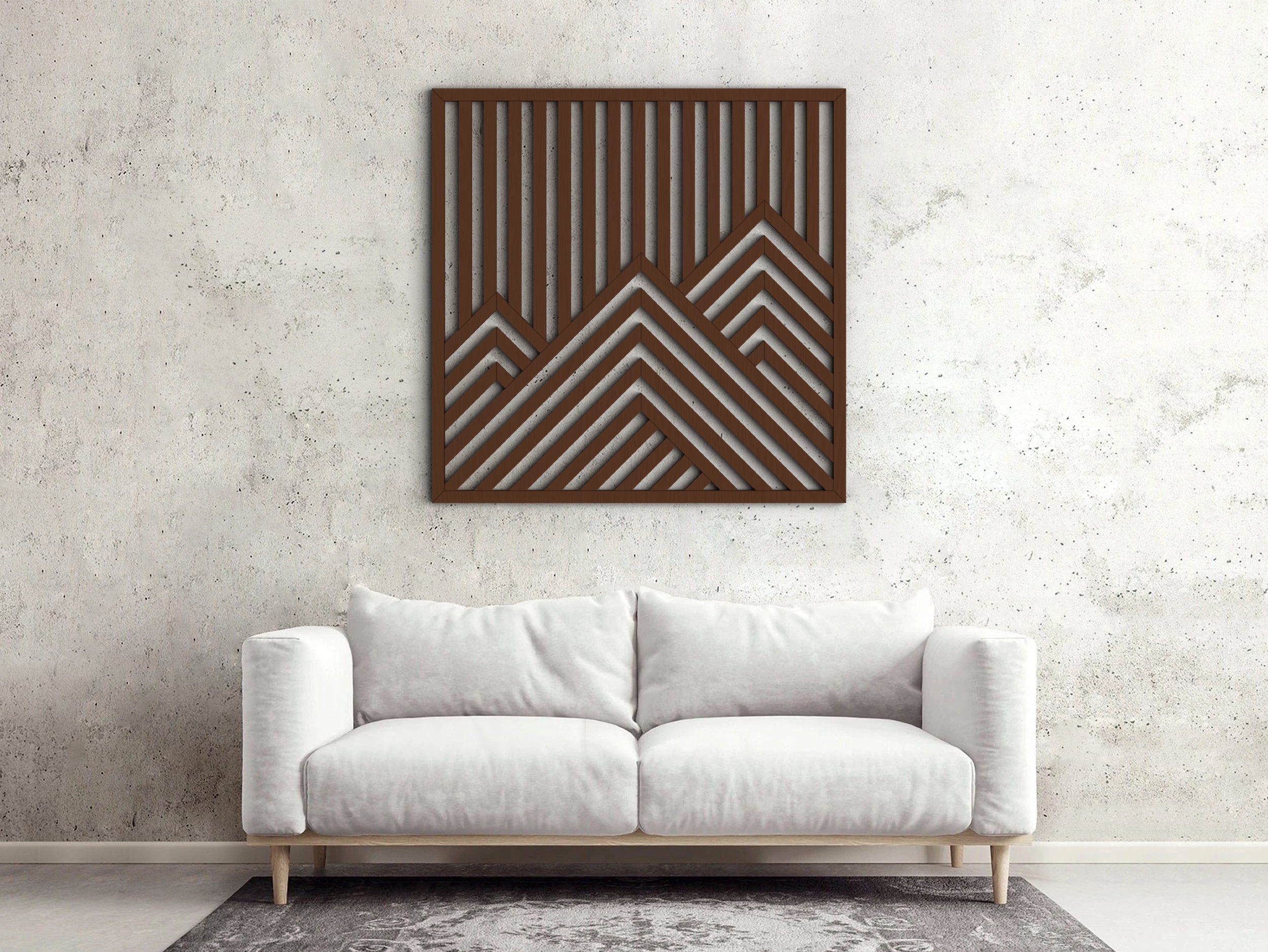 Wood wall art - Geometric wood wall decor - Mountains wall art