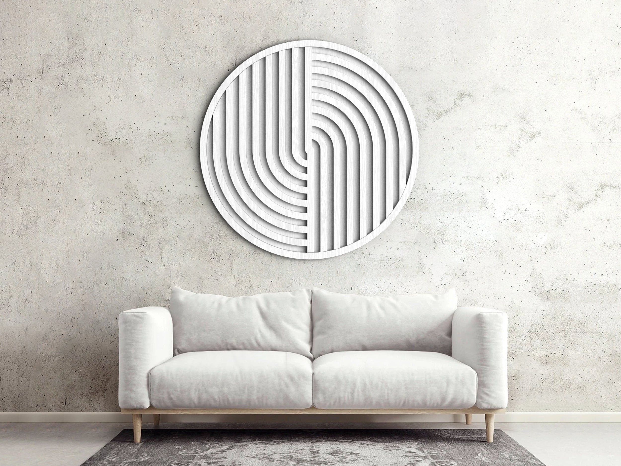 Wood wall art - Geometric wood wall decor - Round wall art