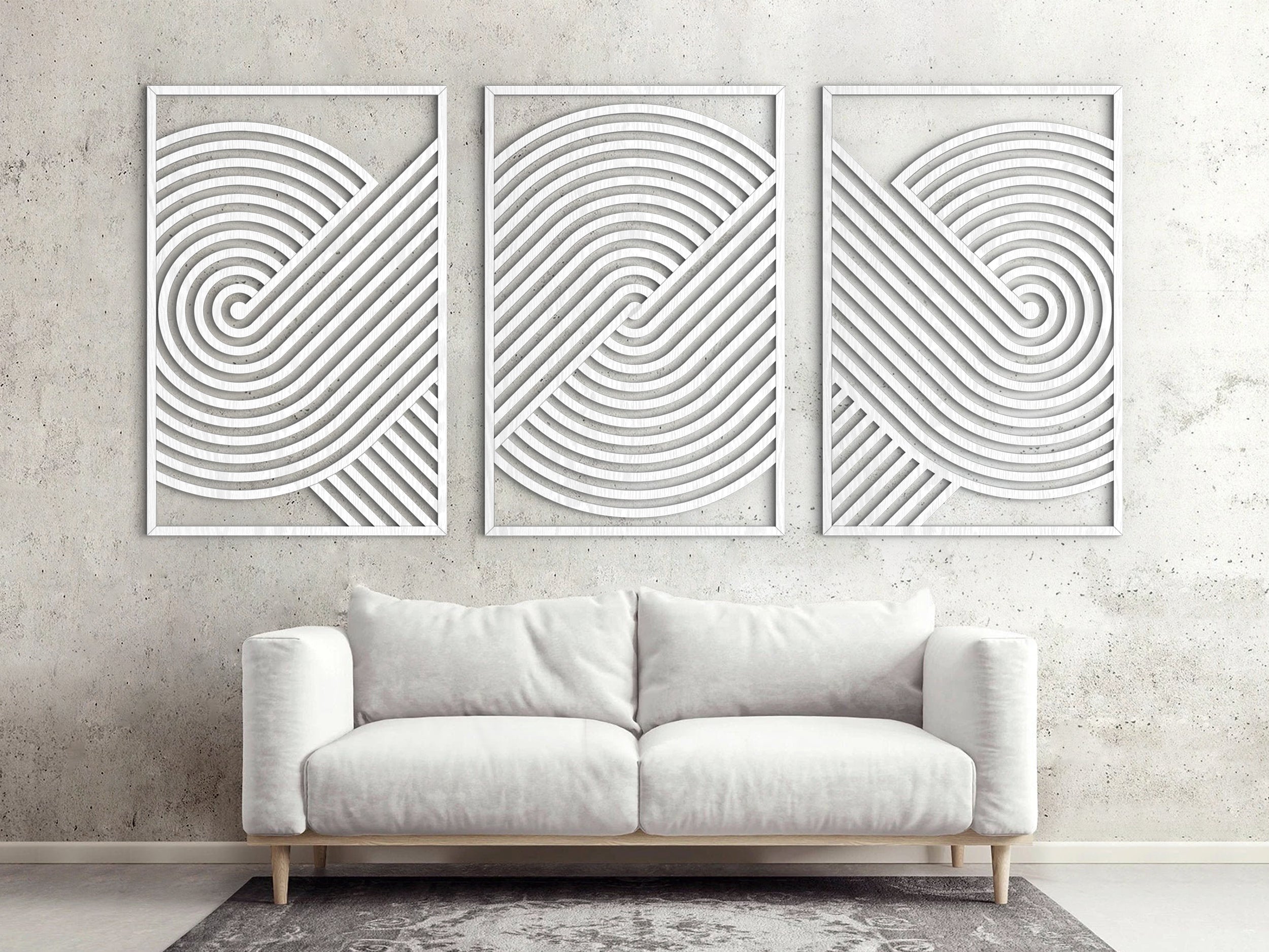 Geometric Wood Wall Art Panel, Geometric Wall Art Set of 3, Geometric  Wooden Wall Decor, Rustic Wall Decor for a Large Wall, Above Bed Decor 