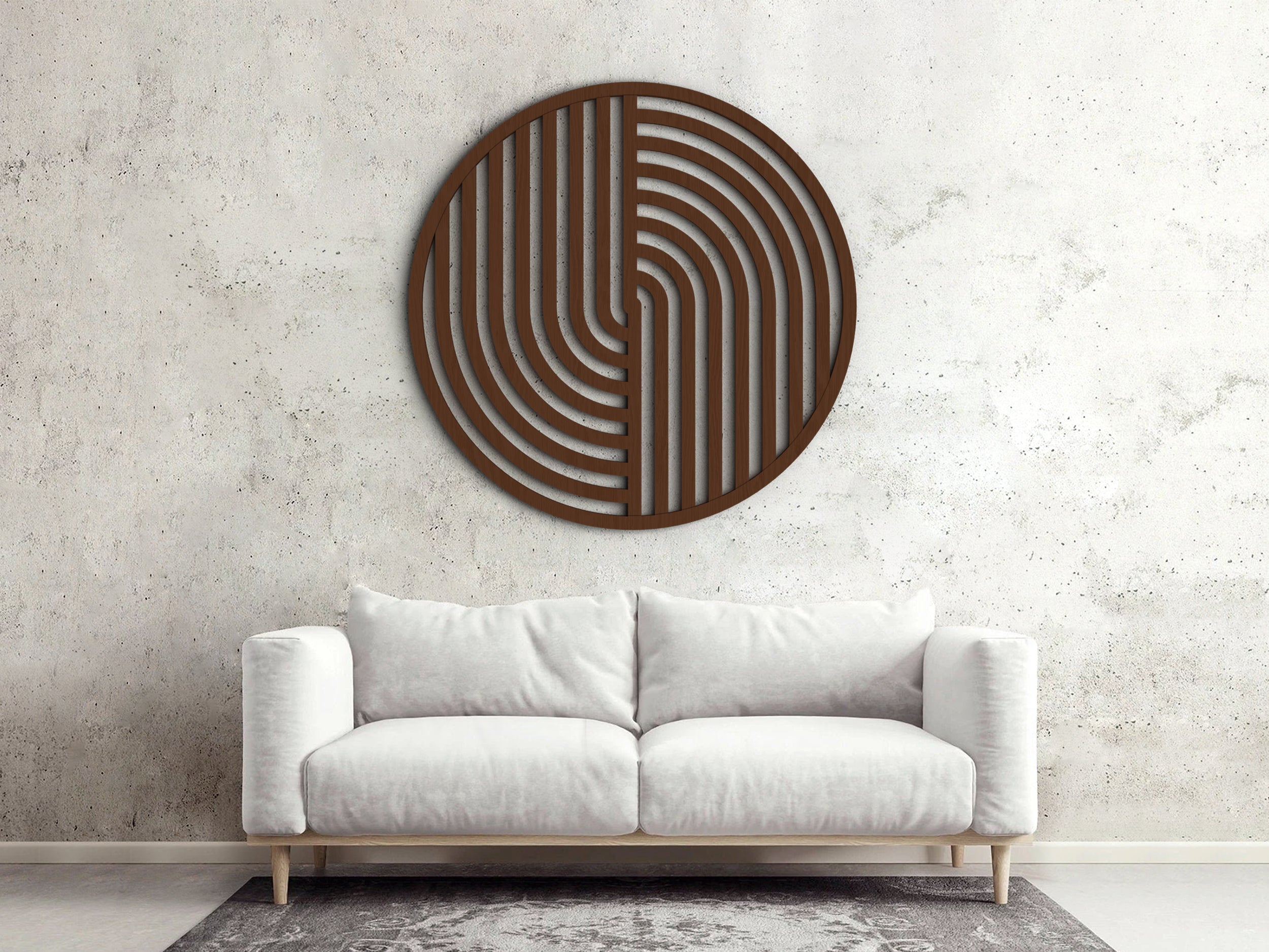 Wood wall art - Geometric wood wall decor - Round wall art