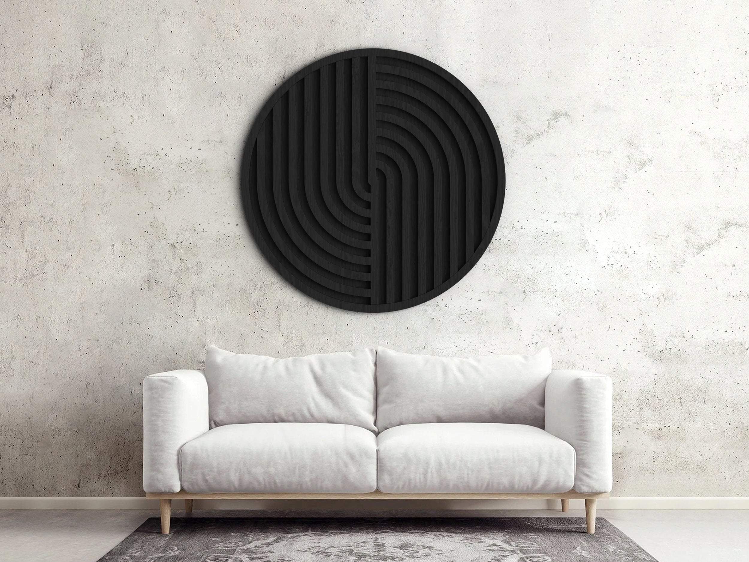 Wood wall art - Geometric wood wall decor - Round wall art