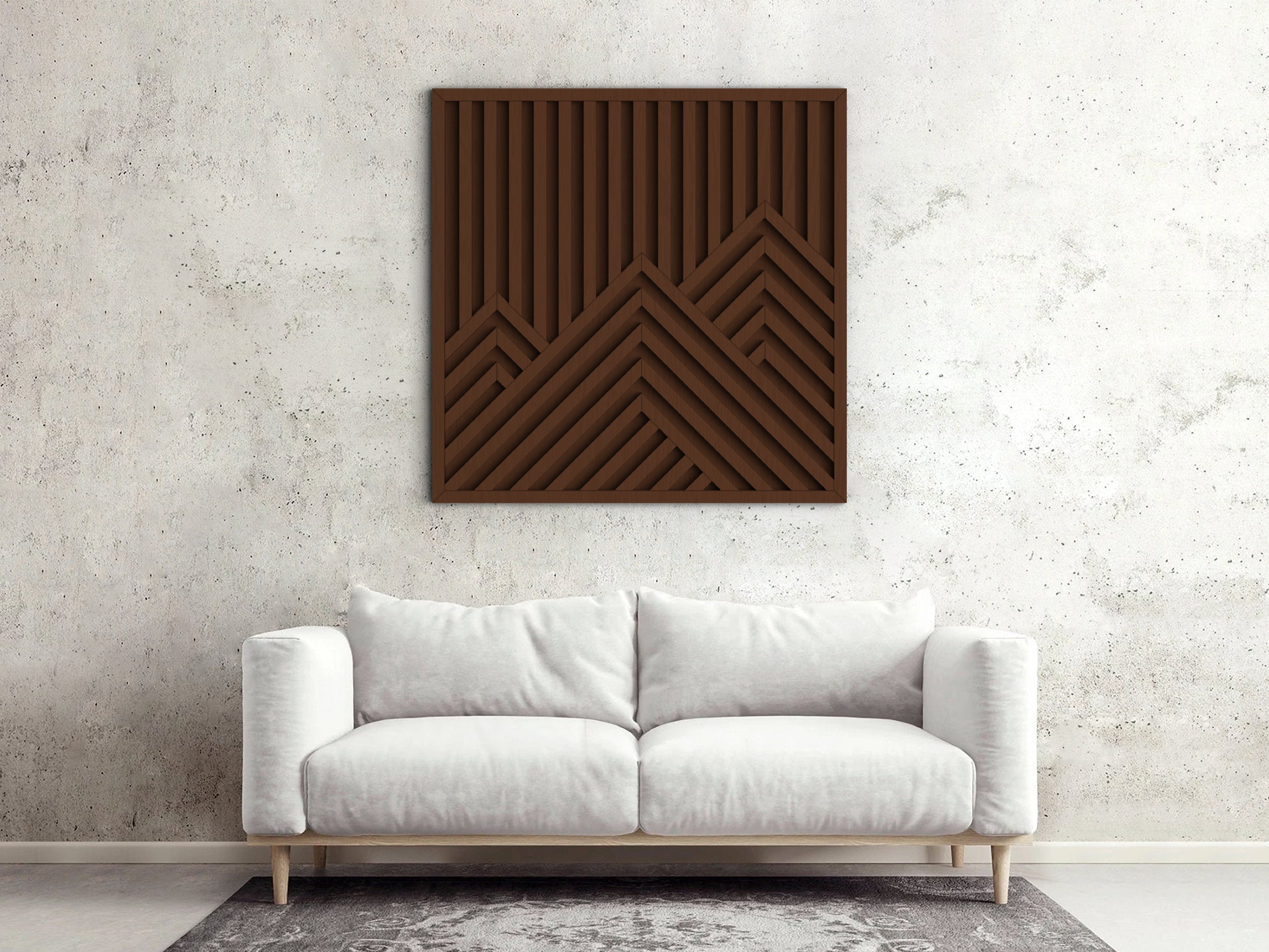 Wood wall art - Geometric wood wall decor - Mountains wall art