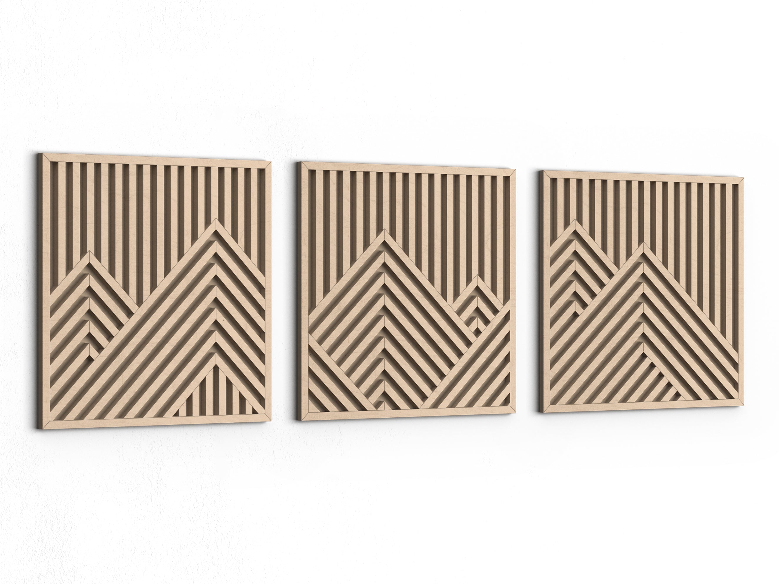 Wood wall art - Geometric wood wall decor - Mountains wall art