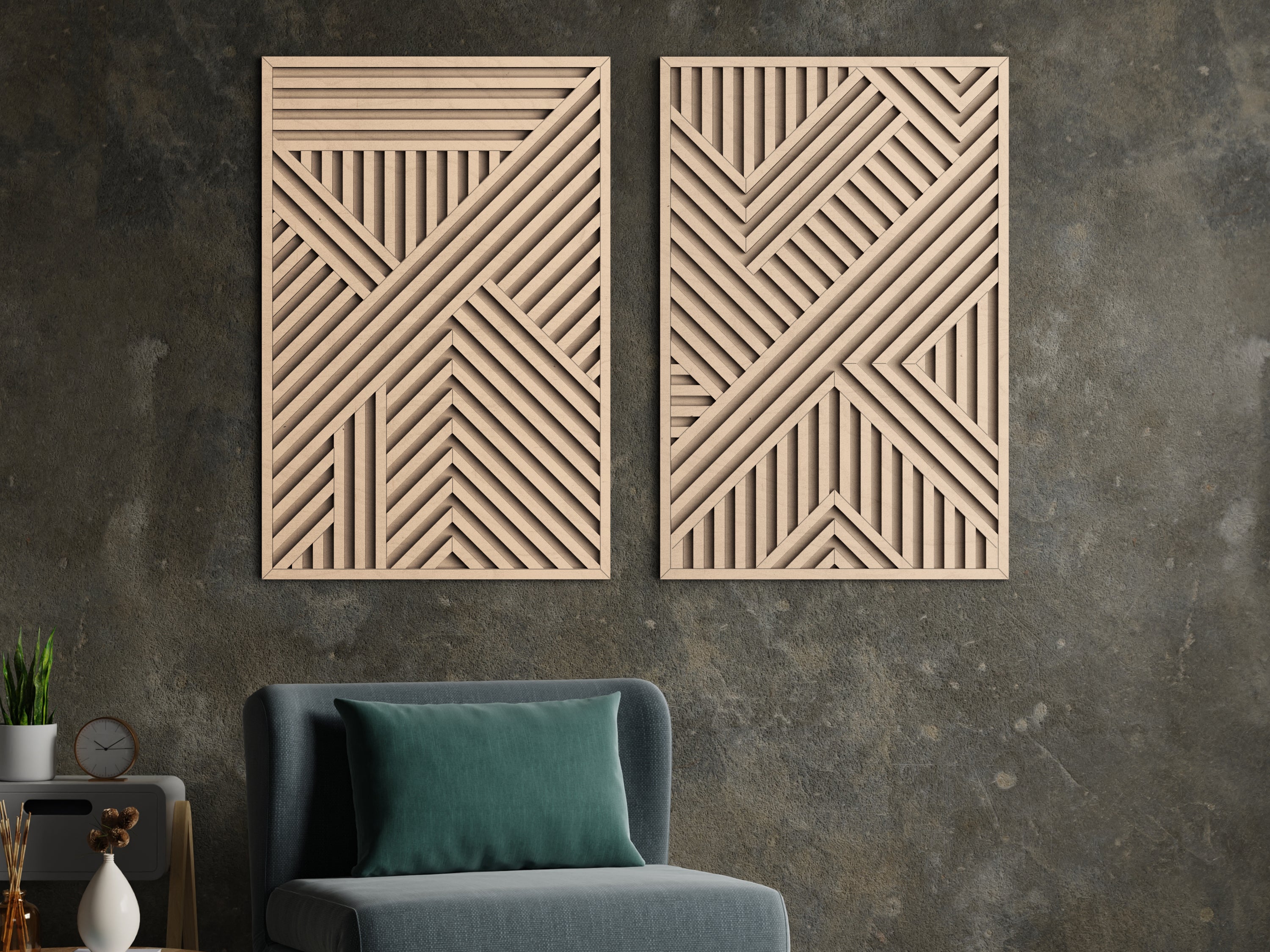 Wood wall art - Geometric wood wall decor - Abstract wall art