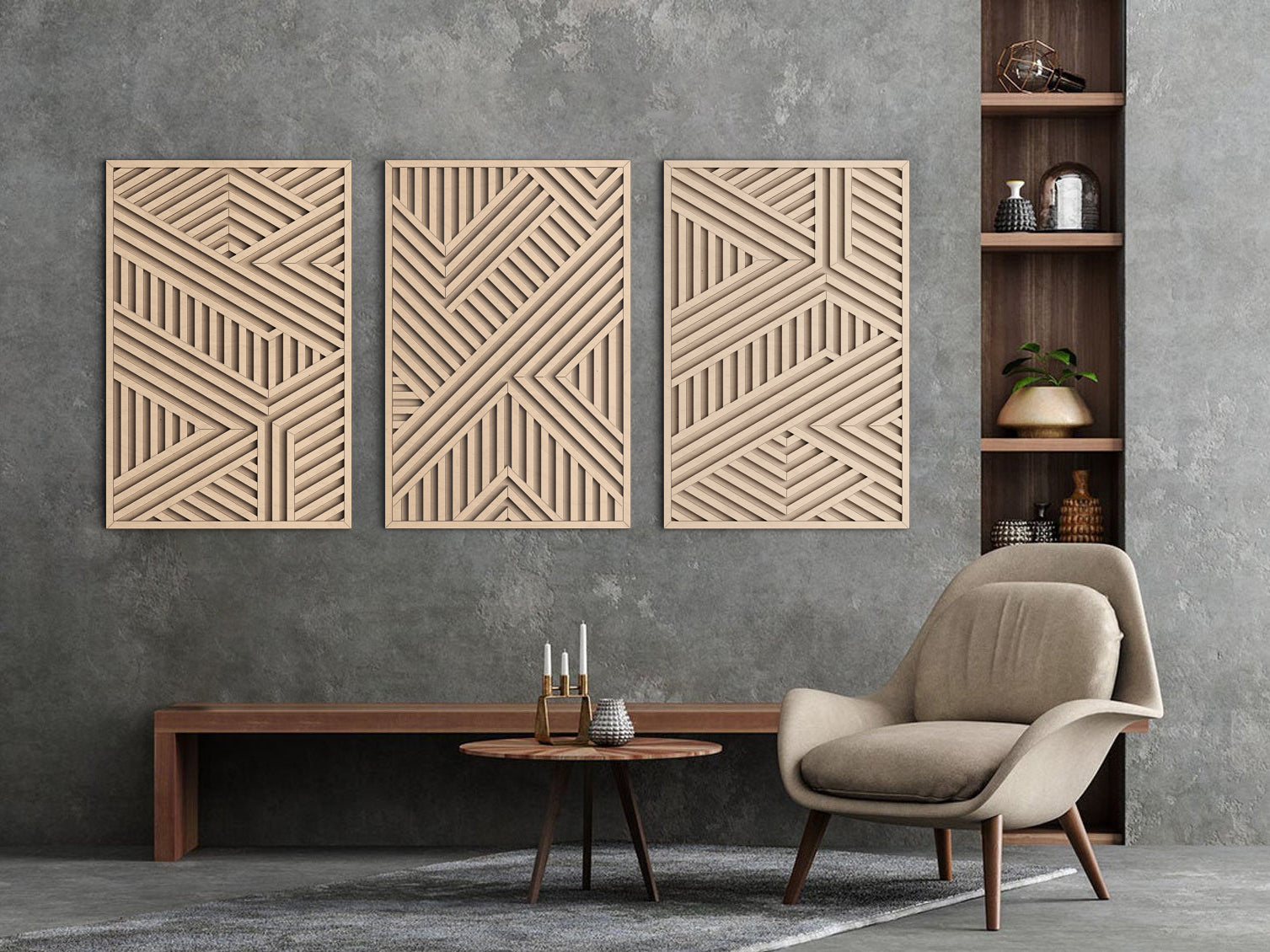 Wood wall art - Geometric wood wall decor - Abstract wall art