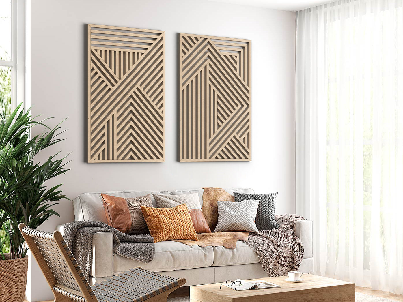 Wood wall art - Geometric wood wall decor - Abstract wall art